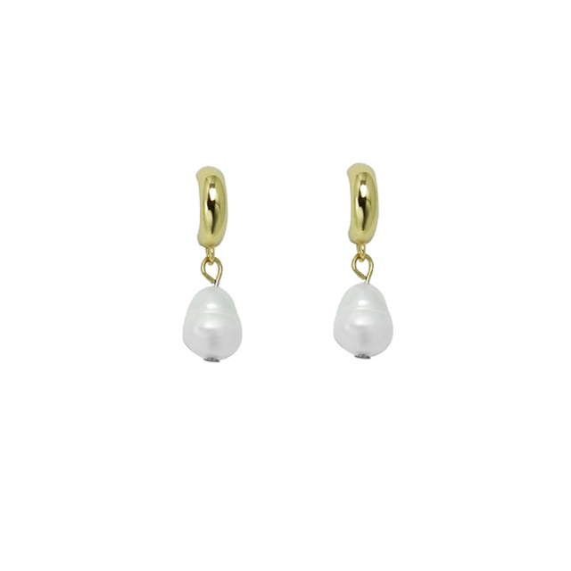 Hoop Earrings with Freshwater Pearl Drop
