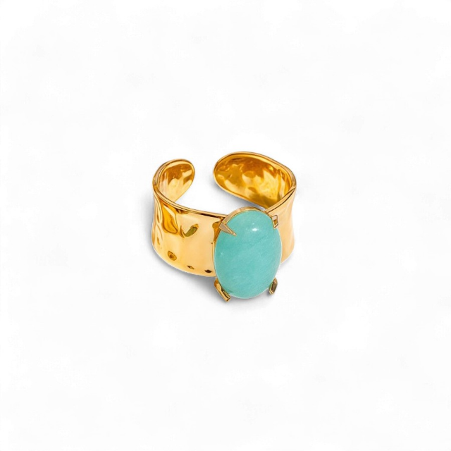Encased Natural Stone Band Ring