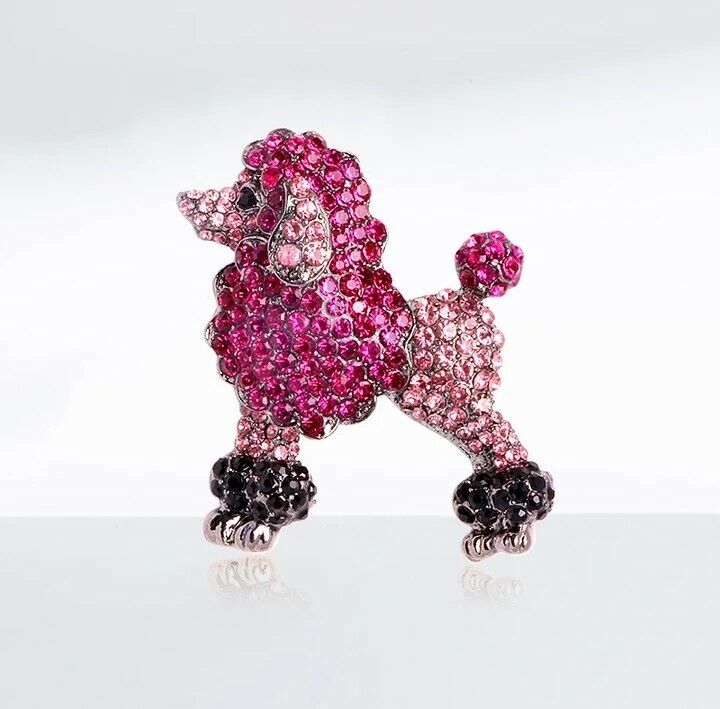 Embellished Pink Poodle Brooch