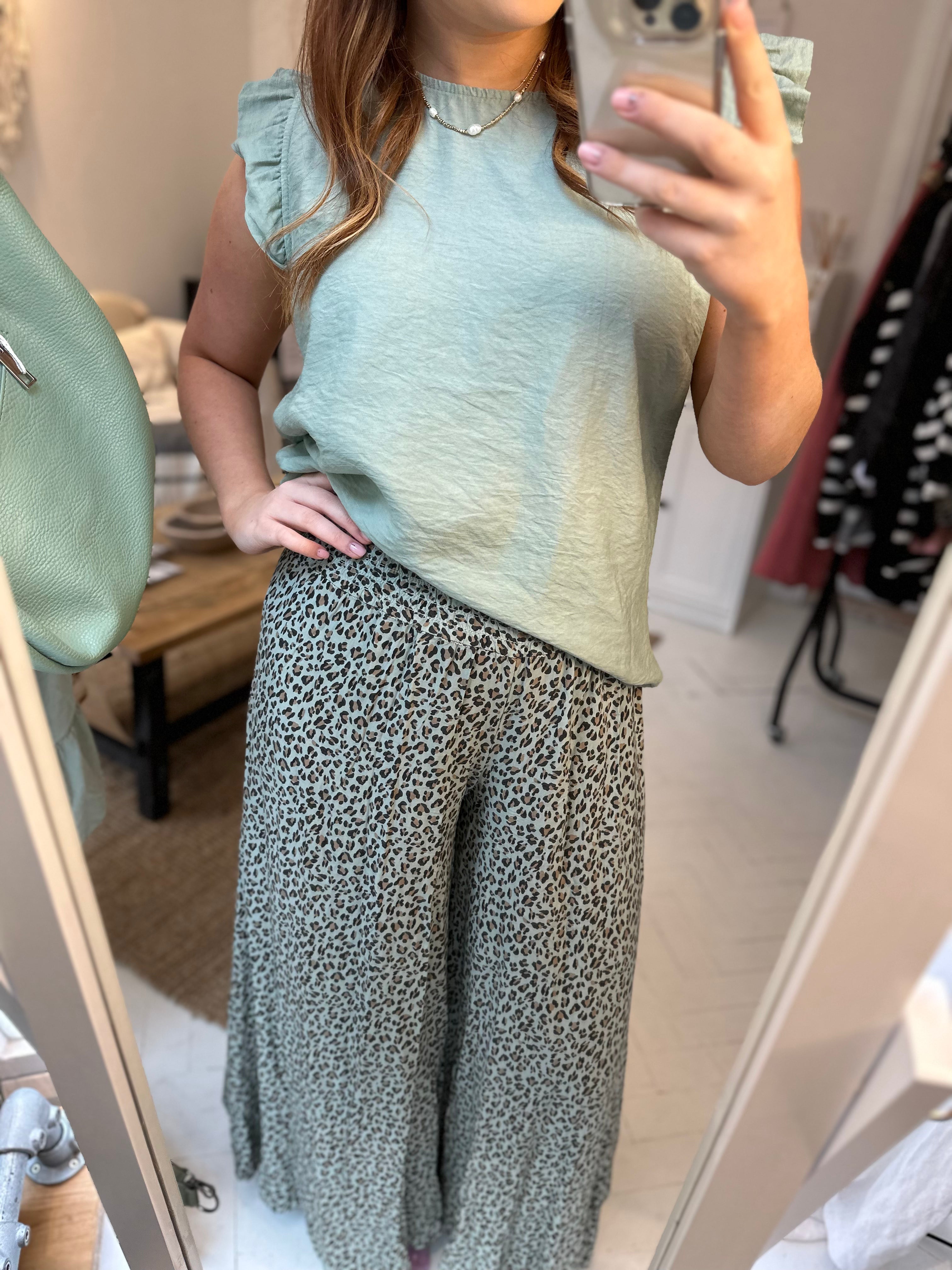 Frill Sleeve Button Back Top