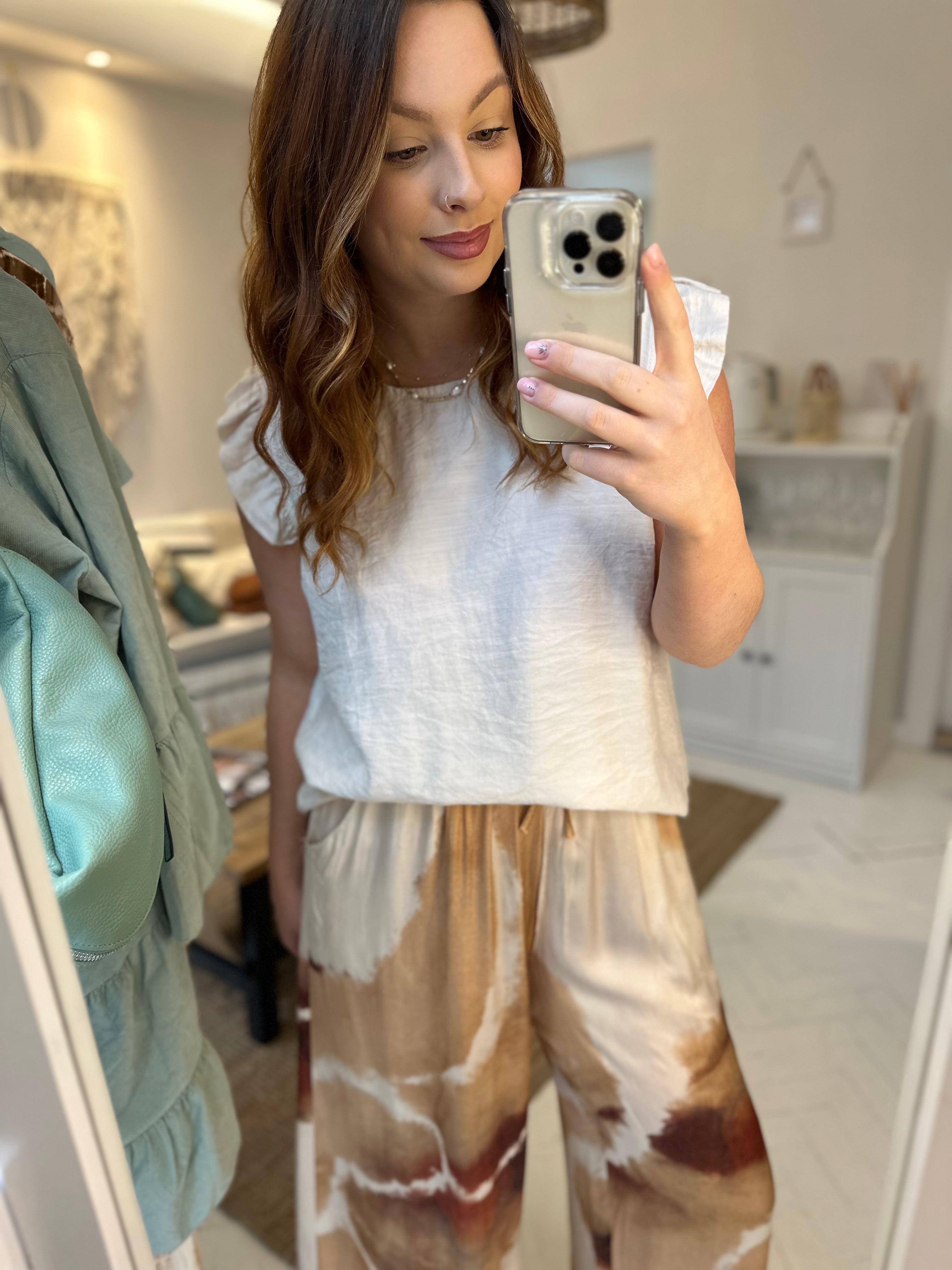 Frill Sleeve Button Back Top