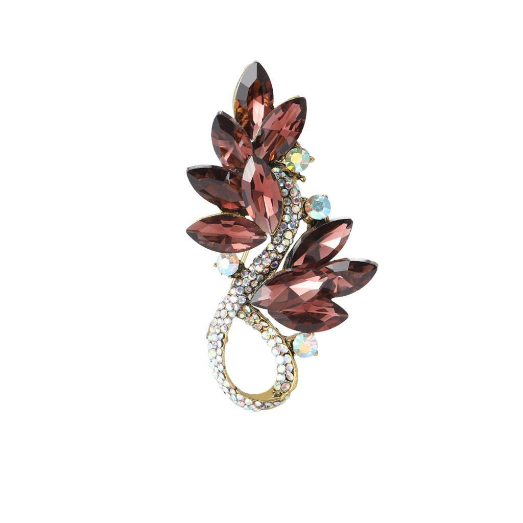 Crystal Leaf Loop Brooch