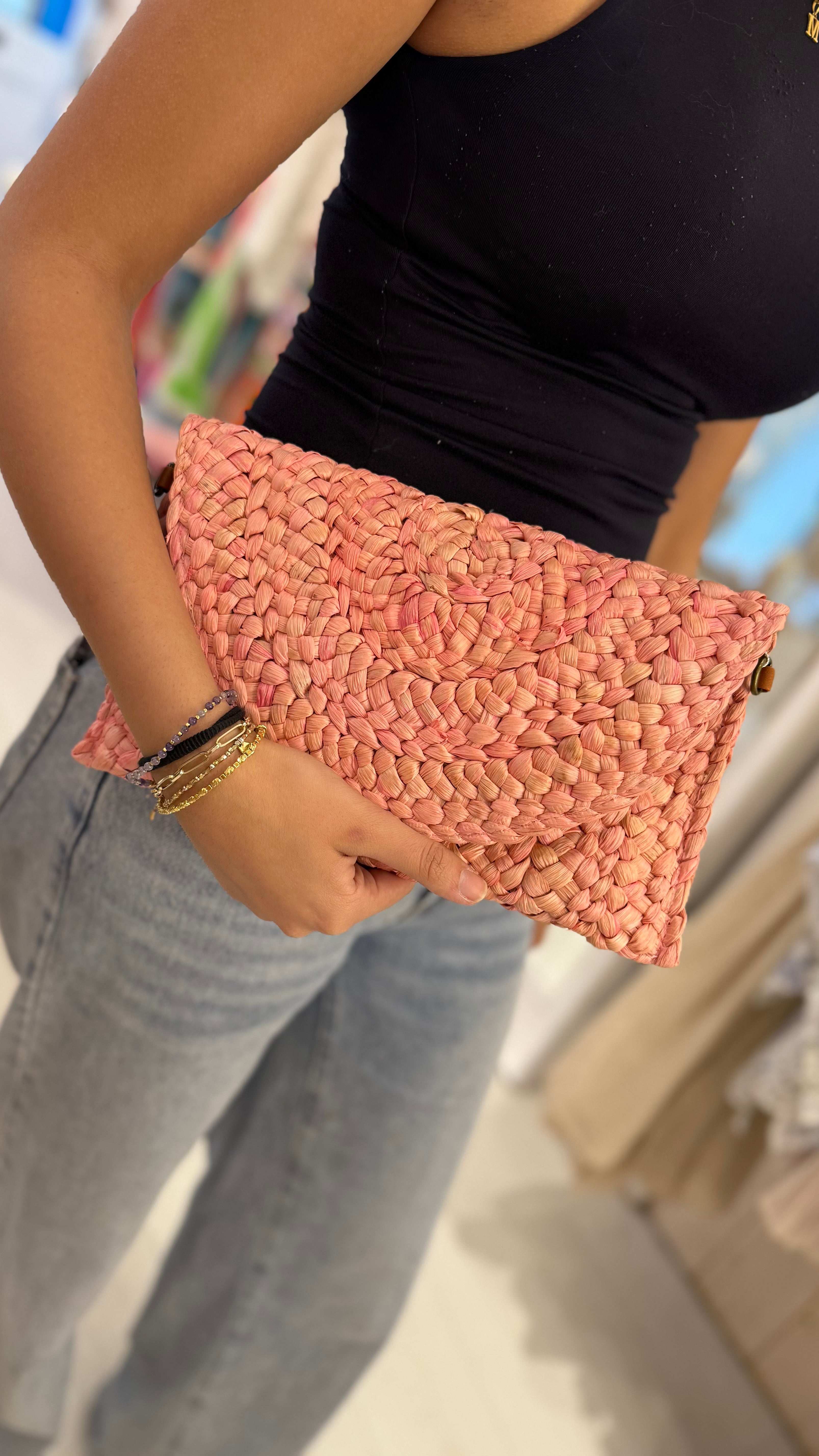 Blossom Straw Clutch