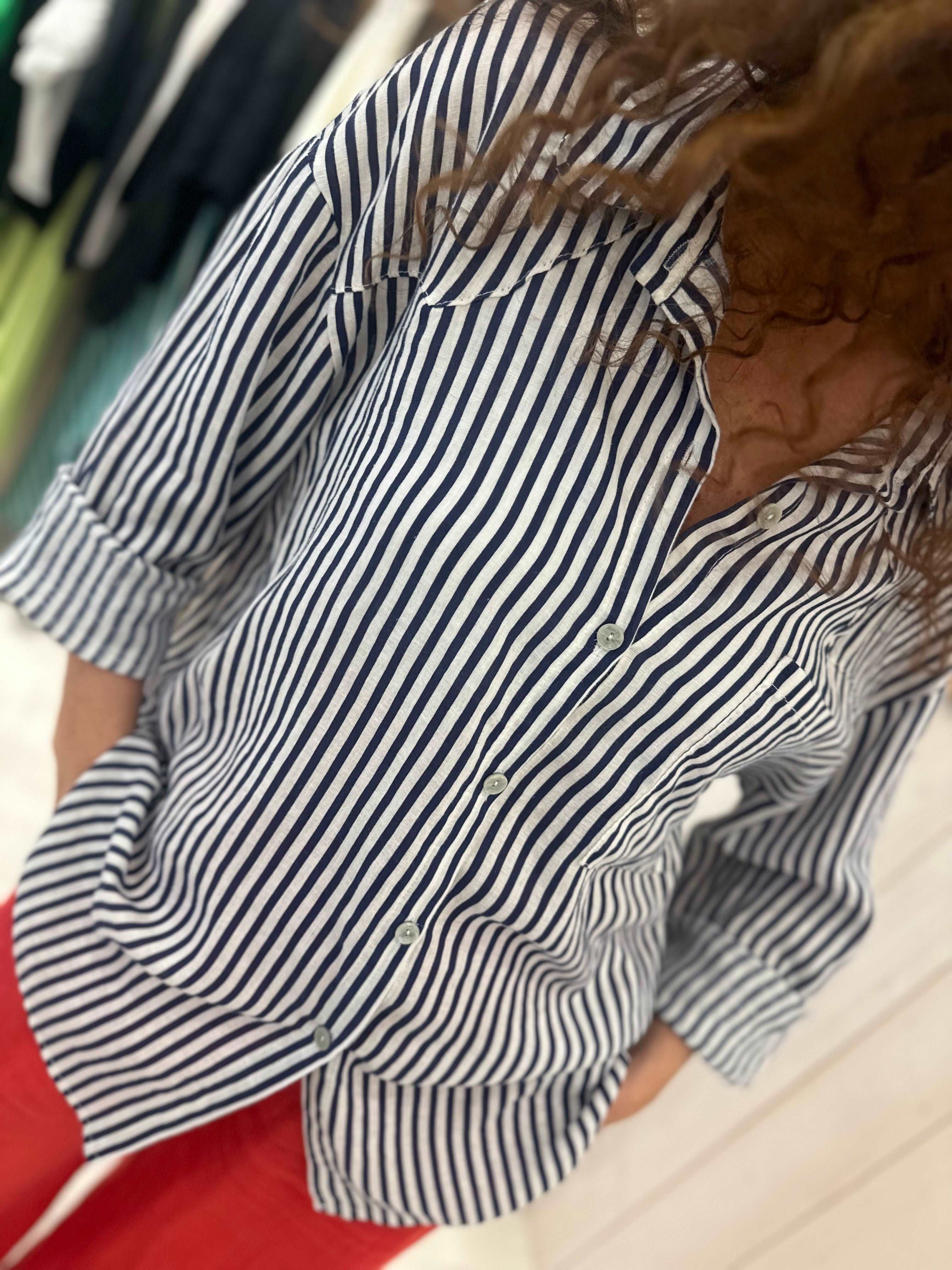 Dove Linen Mix Stripe Shirt