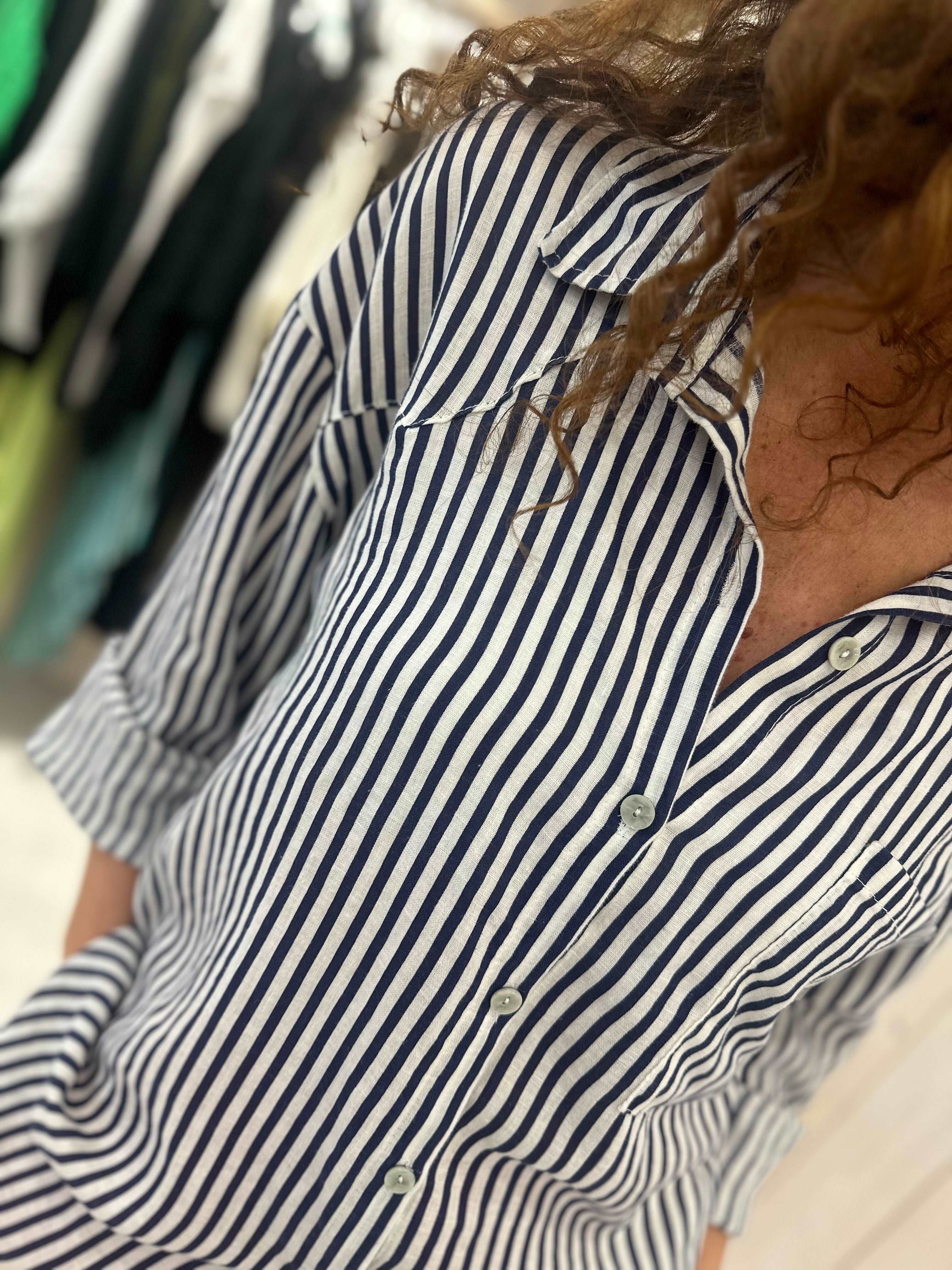Dove Linen Mix Stripe Shirt