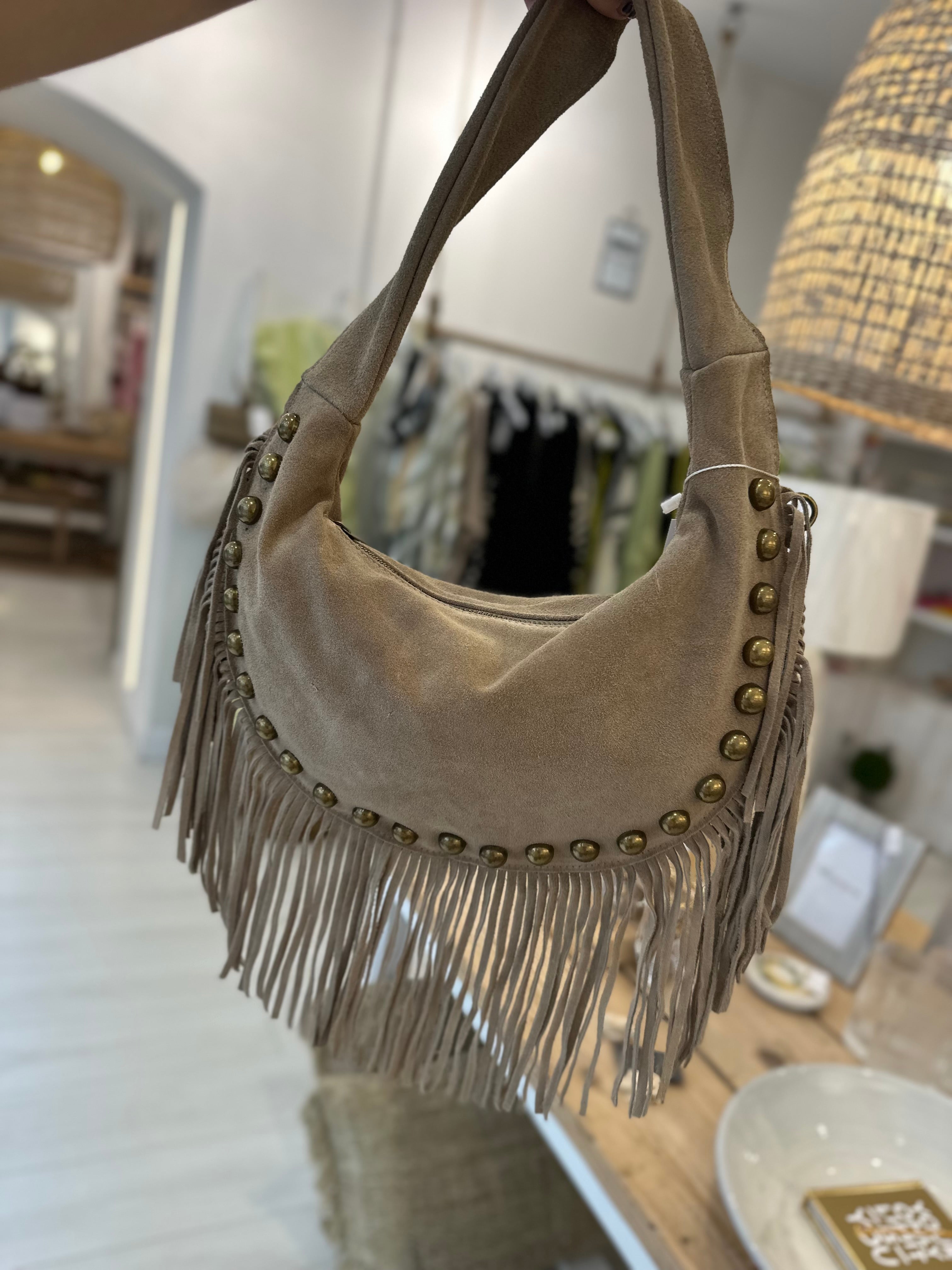Monica Studded  Half Moon Bag