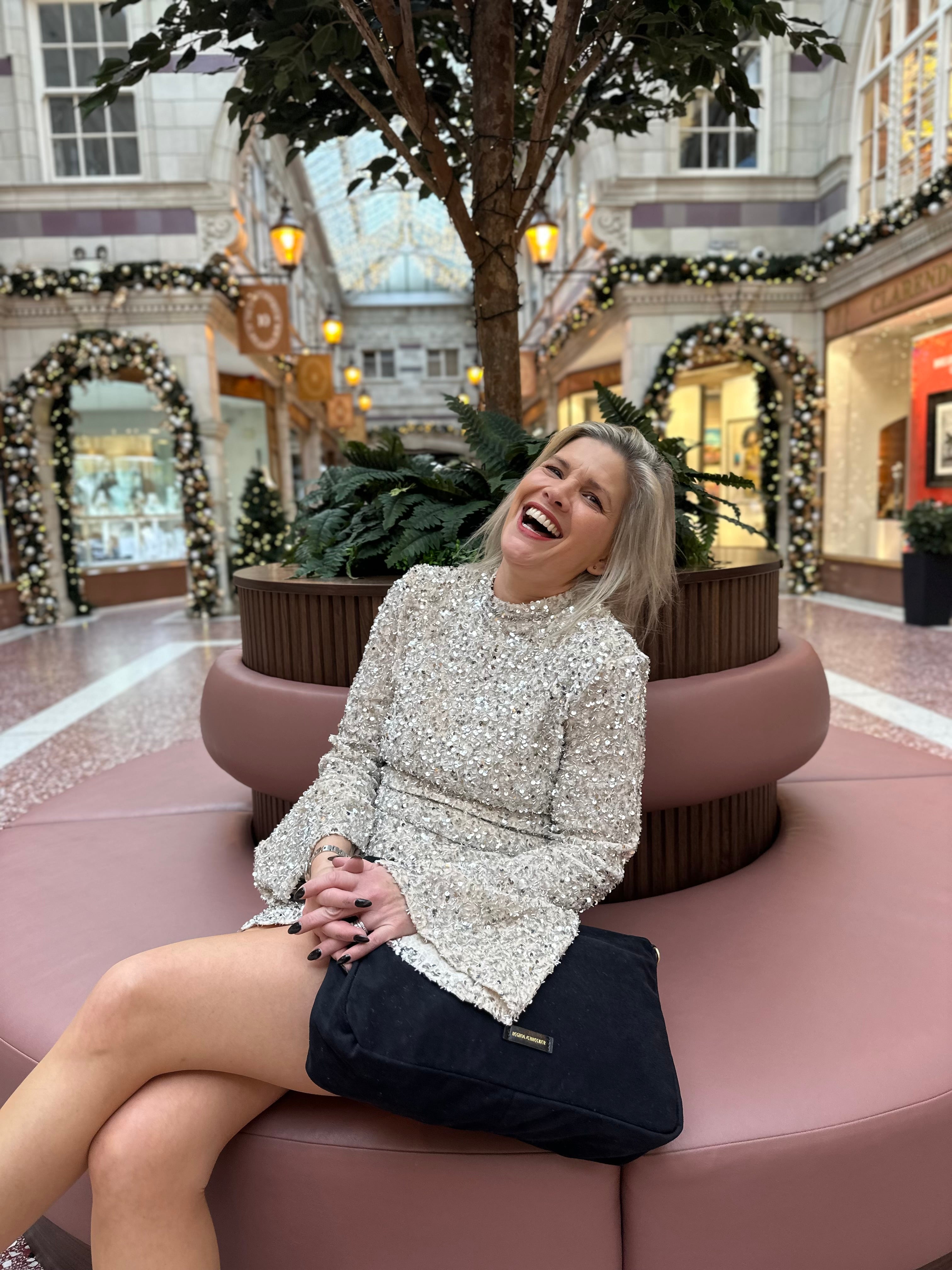 Flute Sleeve Sequin Dress