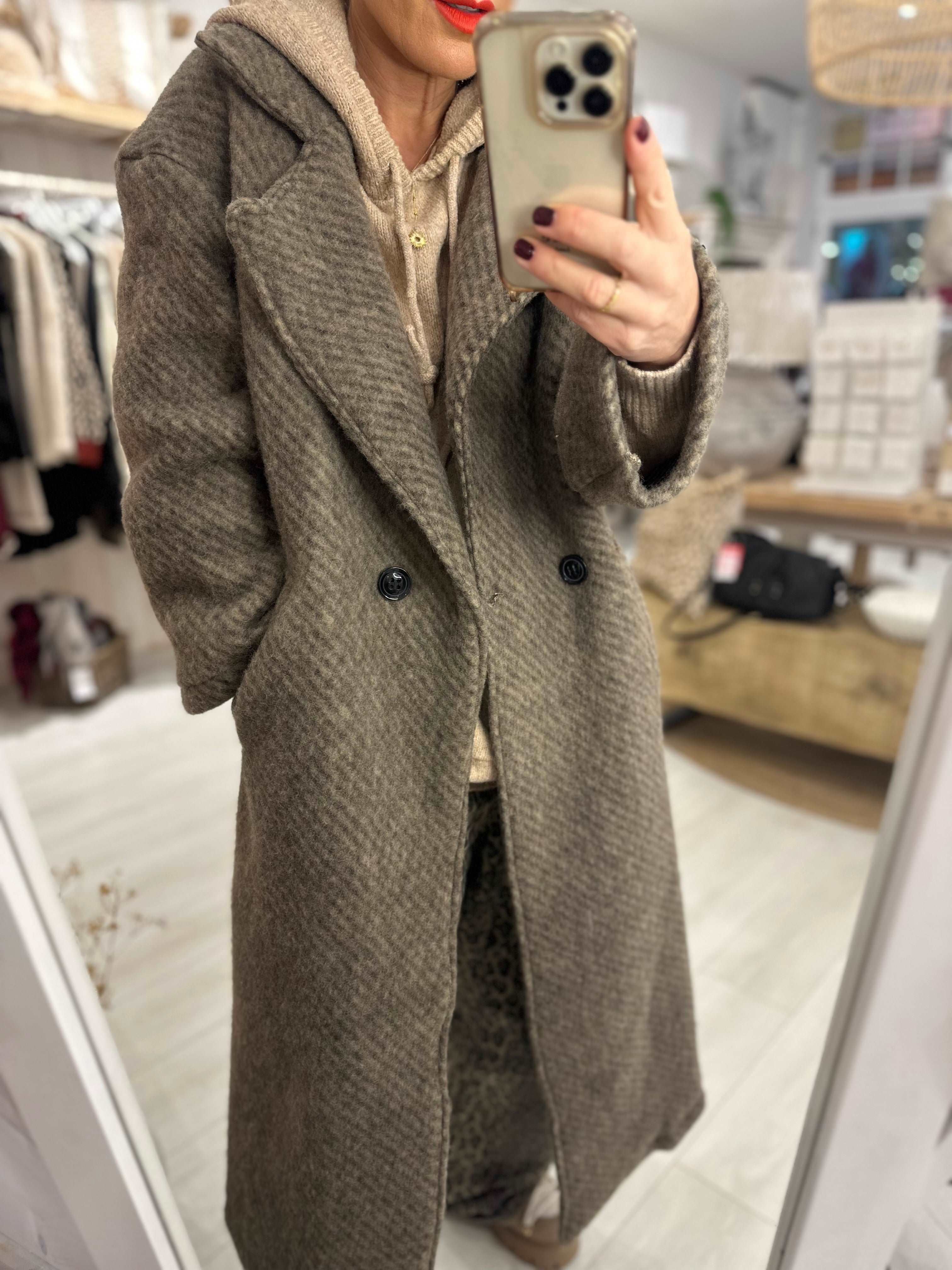 Wool Blend Longline Duster Coat