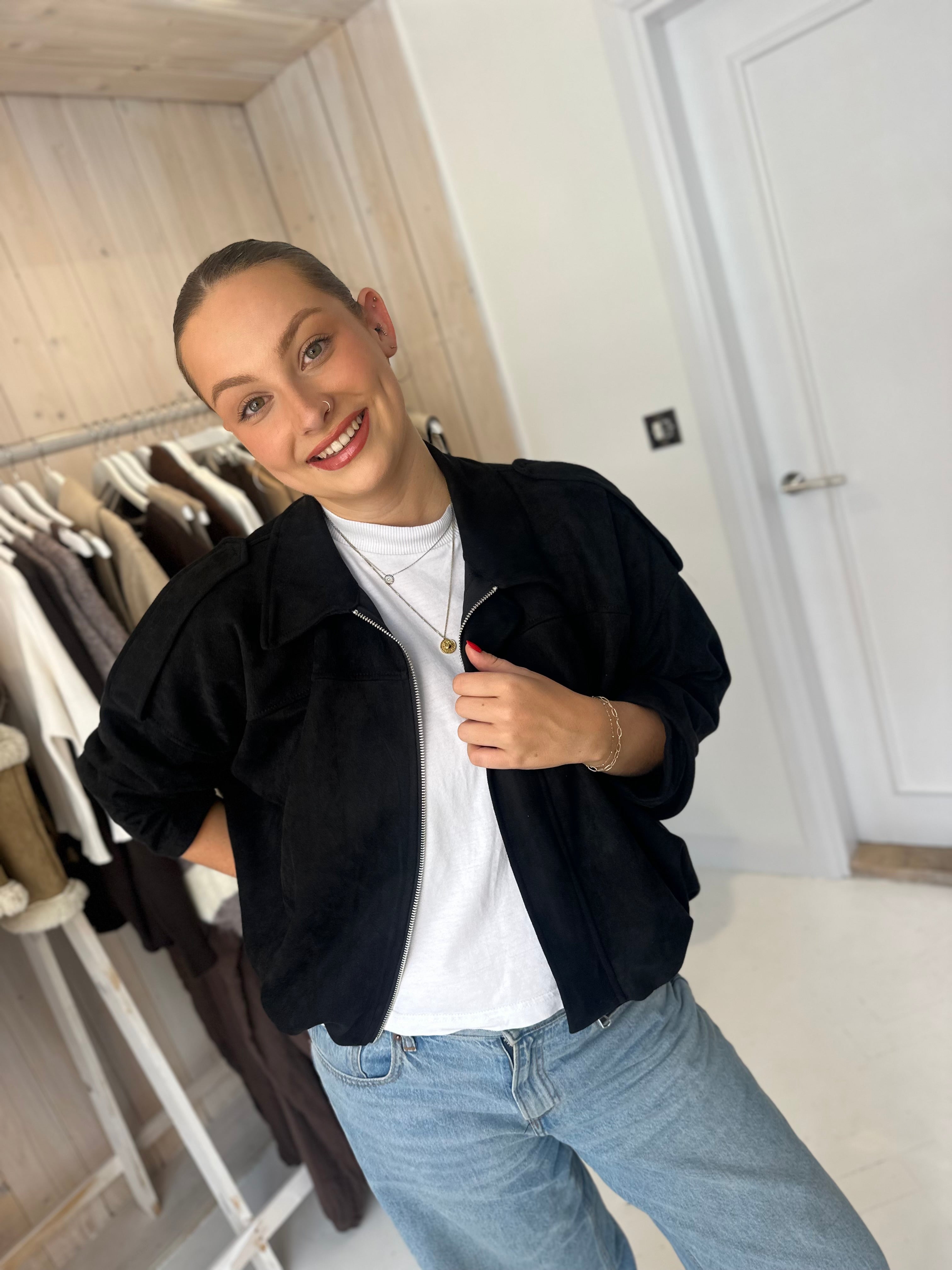 Onyx Faux Suede Jacket
