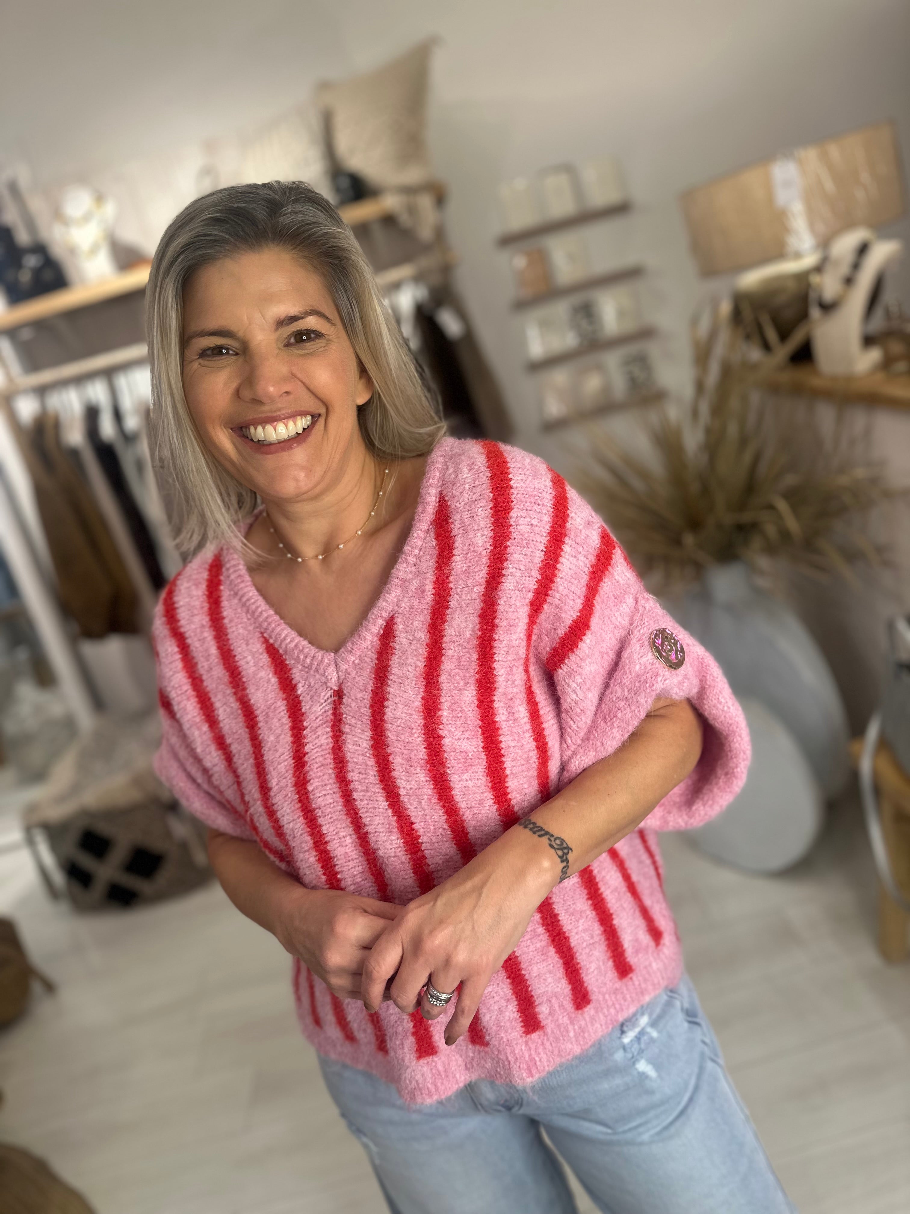 Sukita Side Button Striped Knit