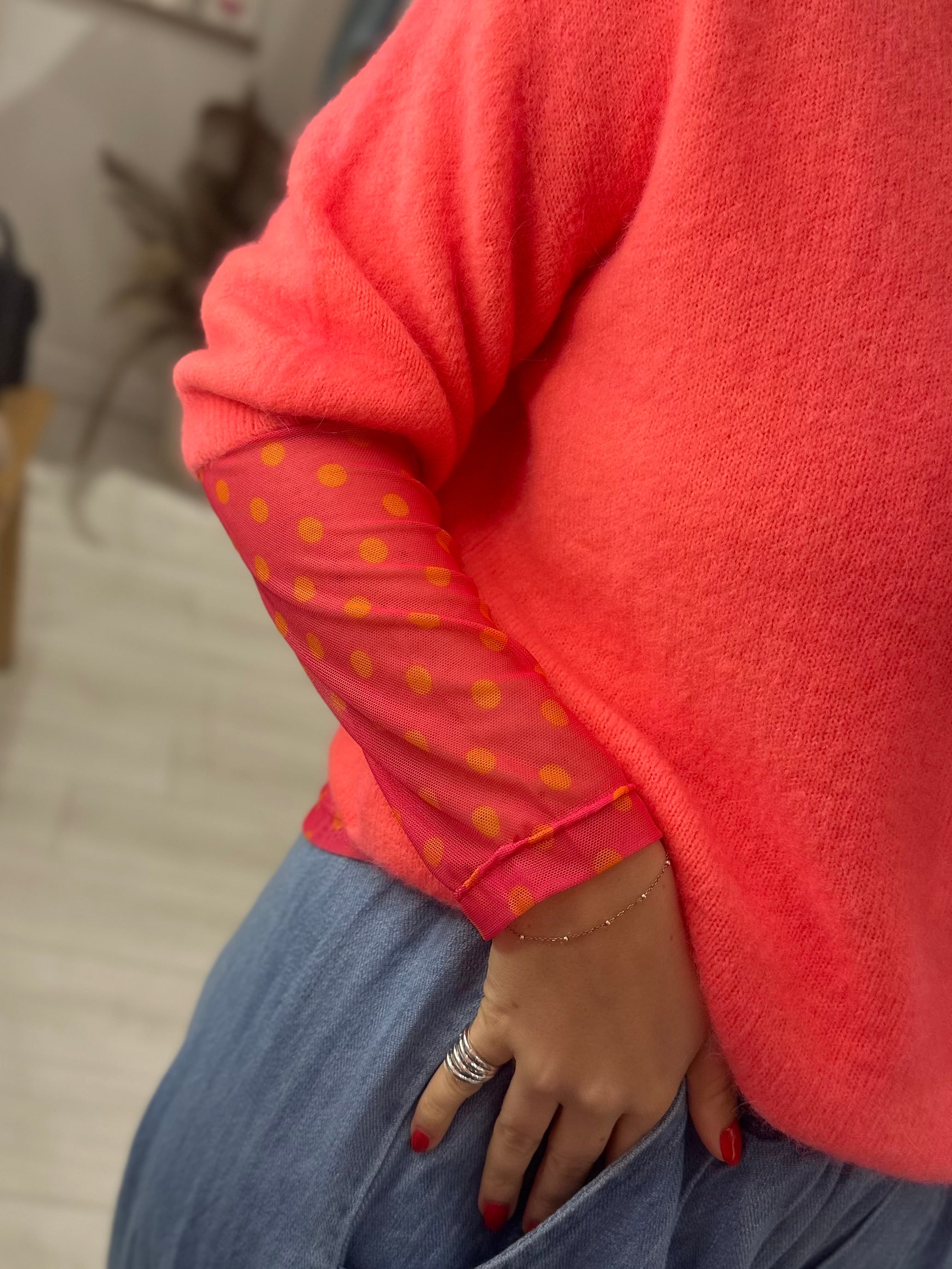 Pippy Polka Dot Mesh Top