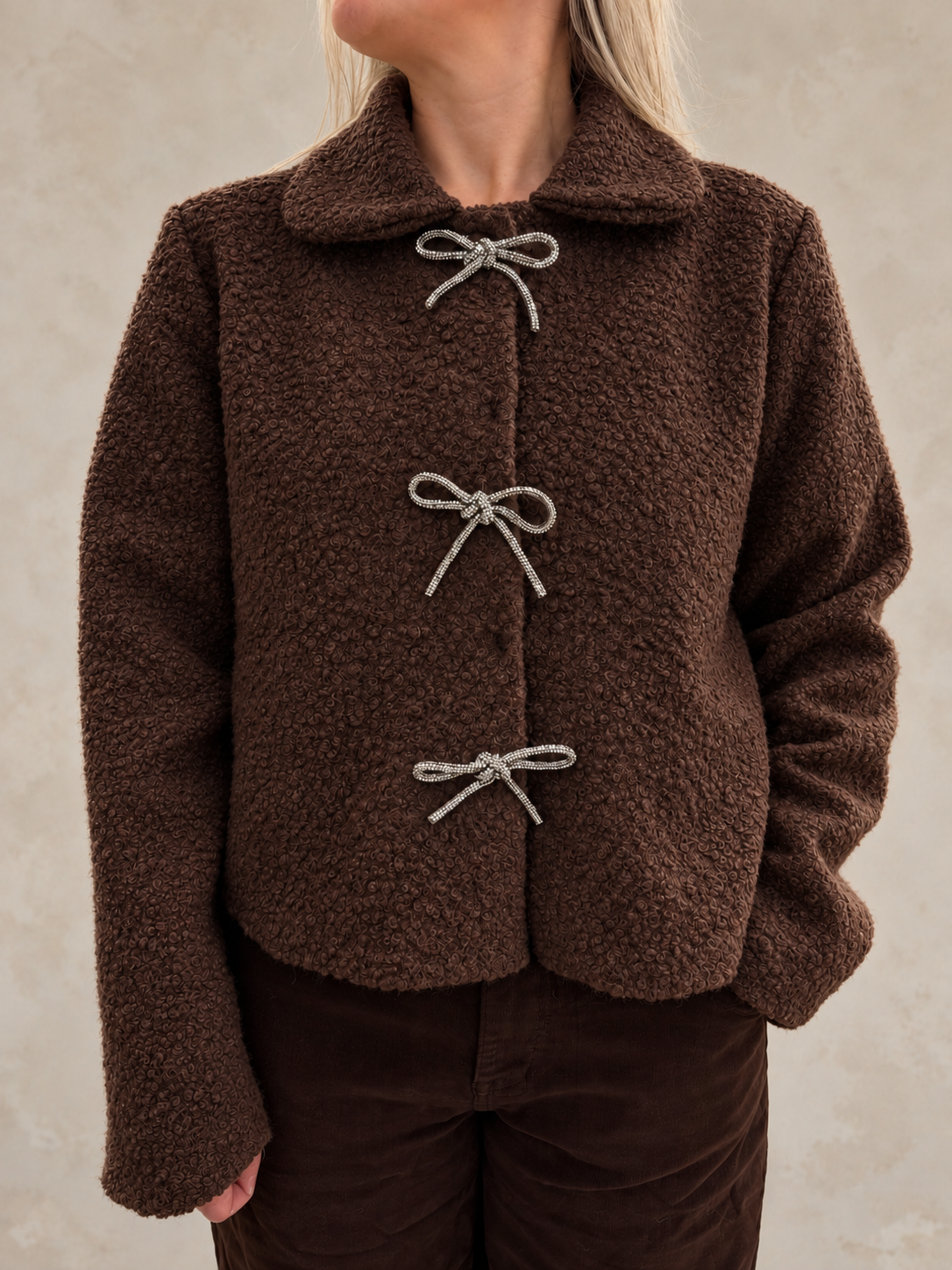 Diamanté Bow Boucle Jacket