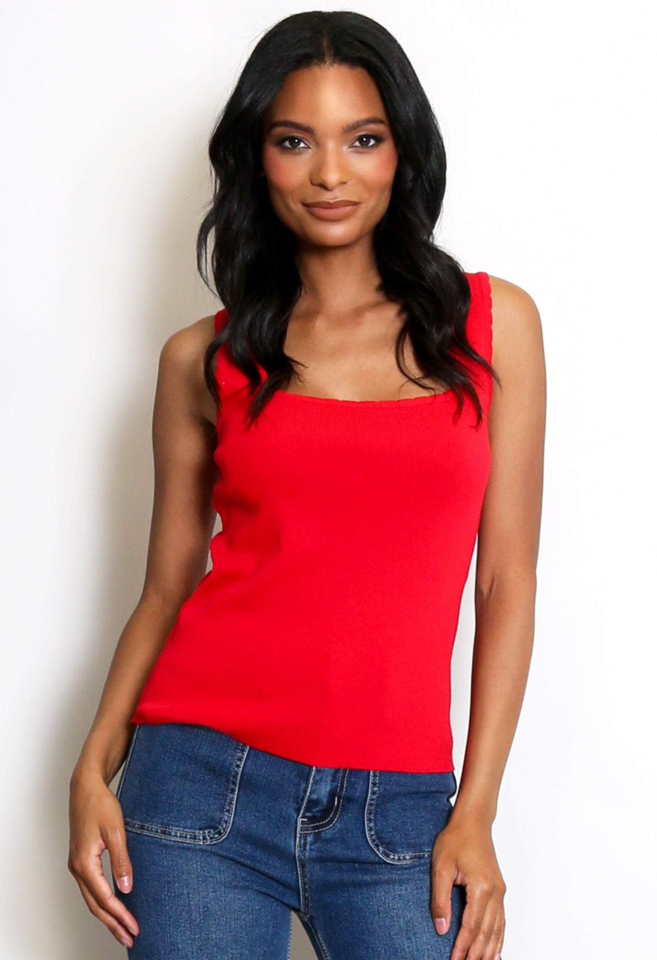 Square Neck Fine Knit