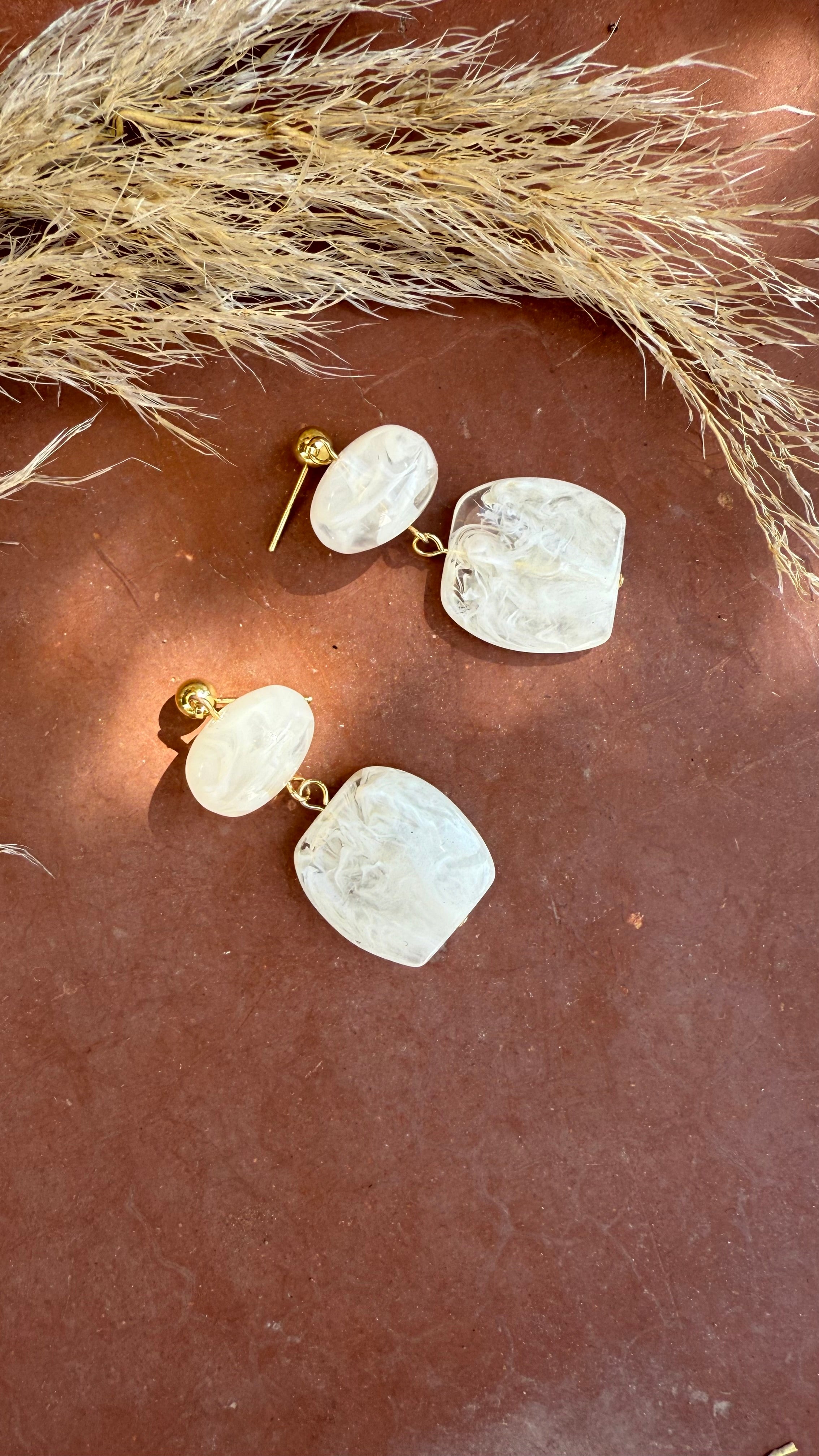 Laila White Resin Earrings