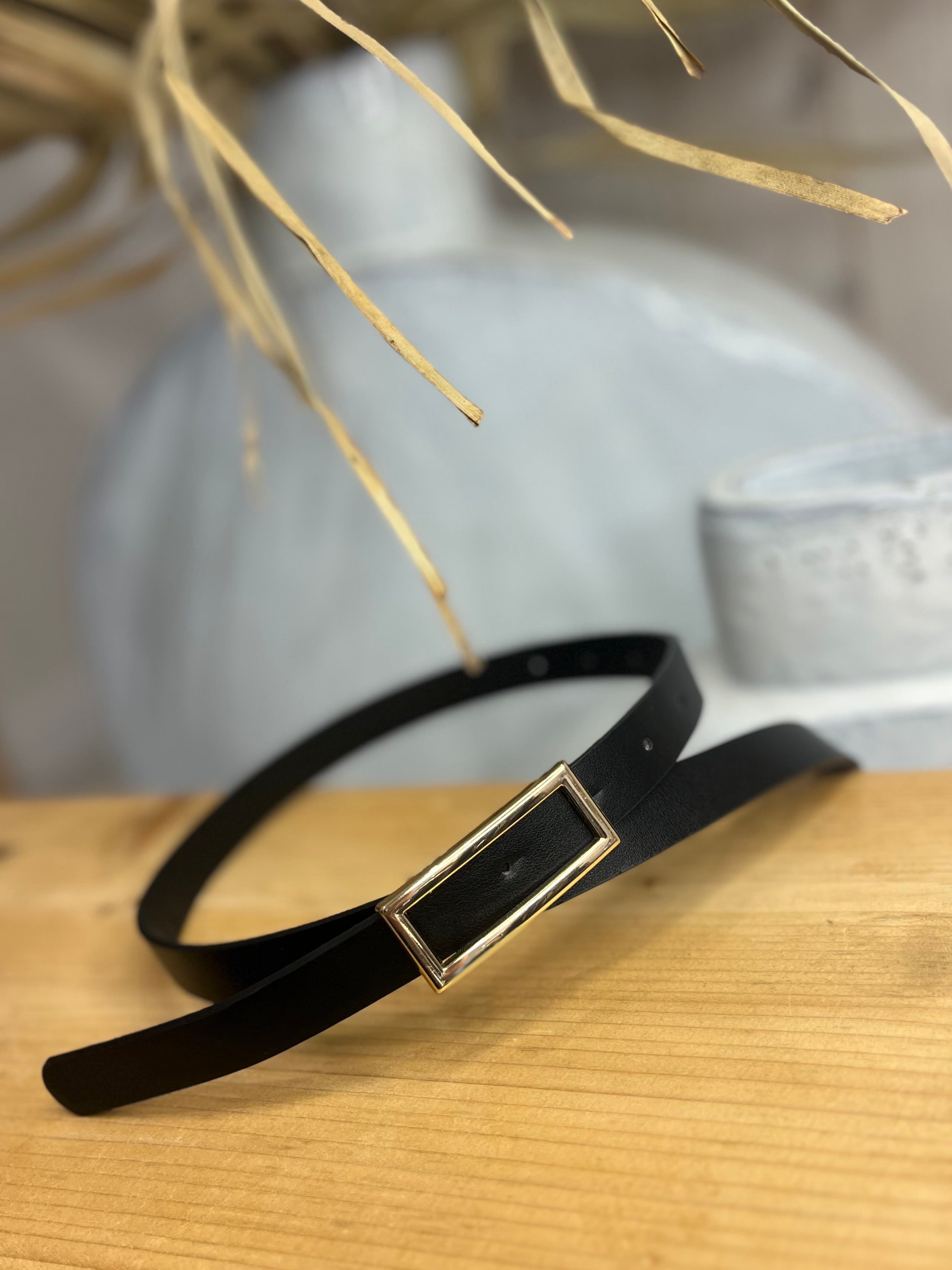 Black Rectangle Buckle Belt