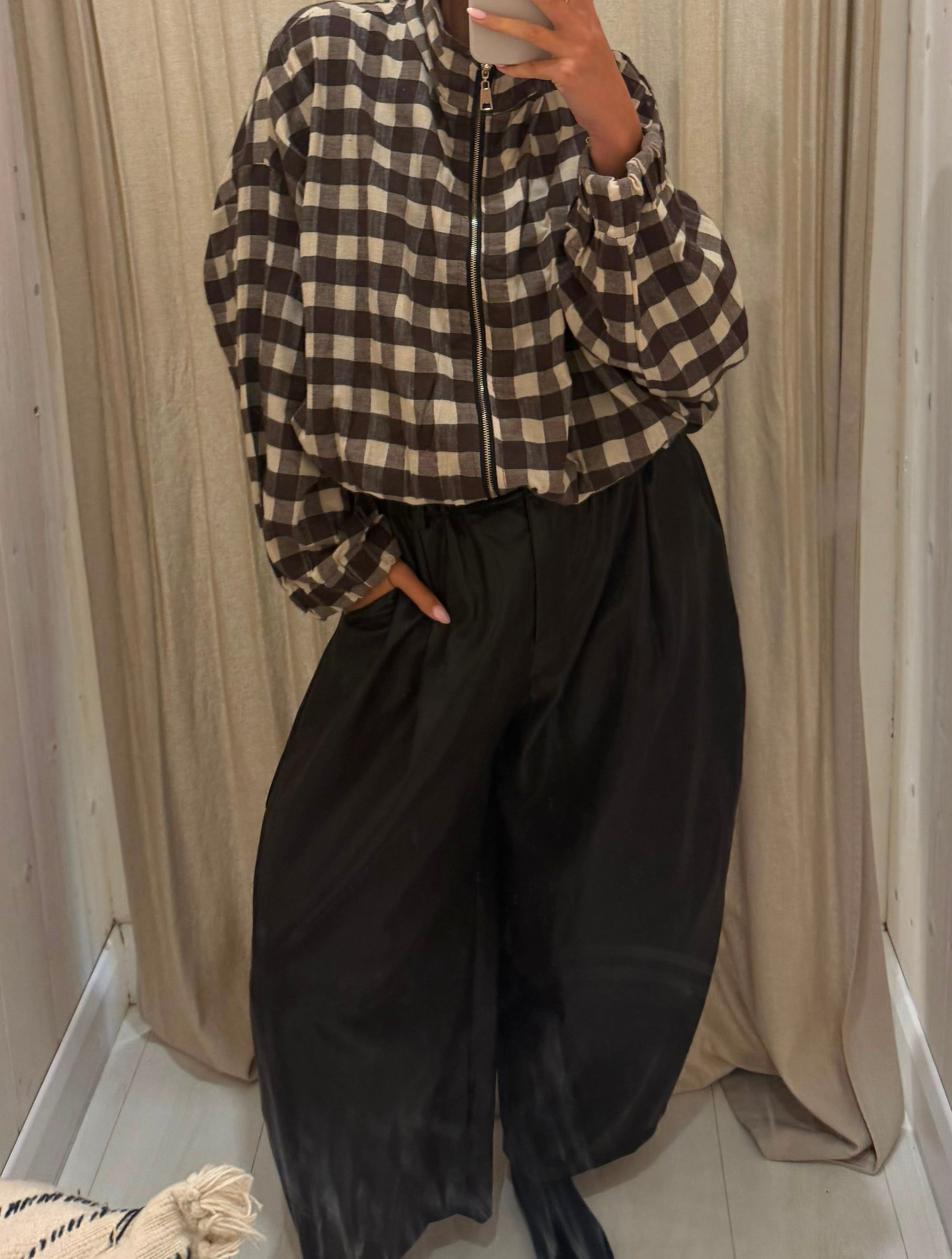 Sasha Pleather Barrel Trousers