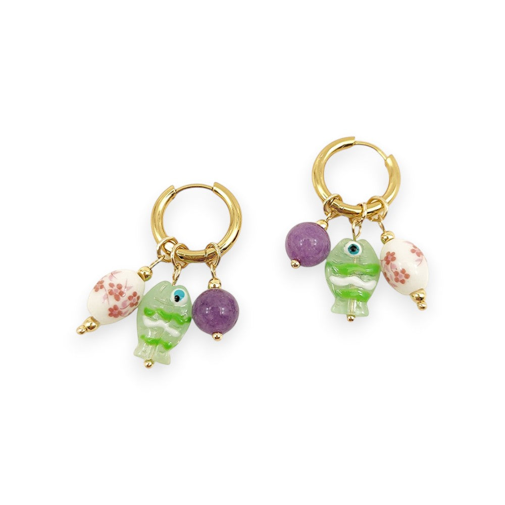 Goldfish and Porcelain Earrings