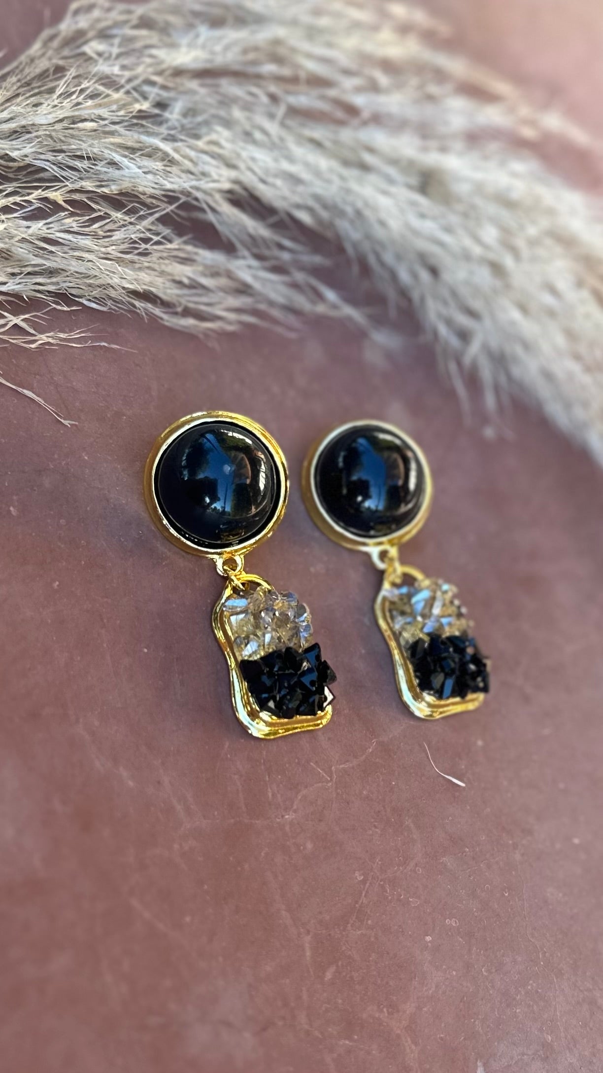 Ines Black Opal Earrings
