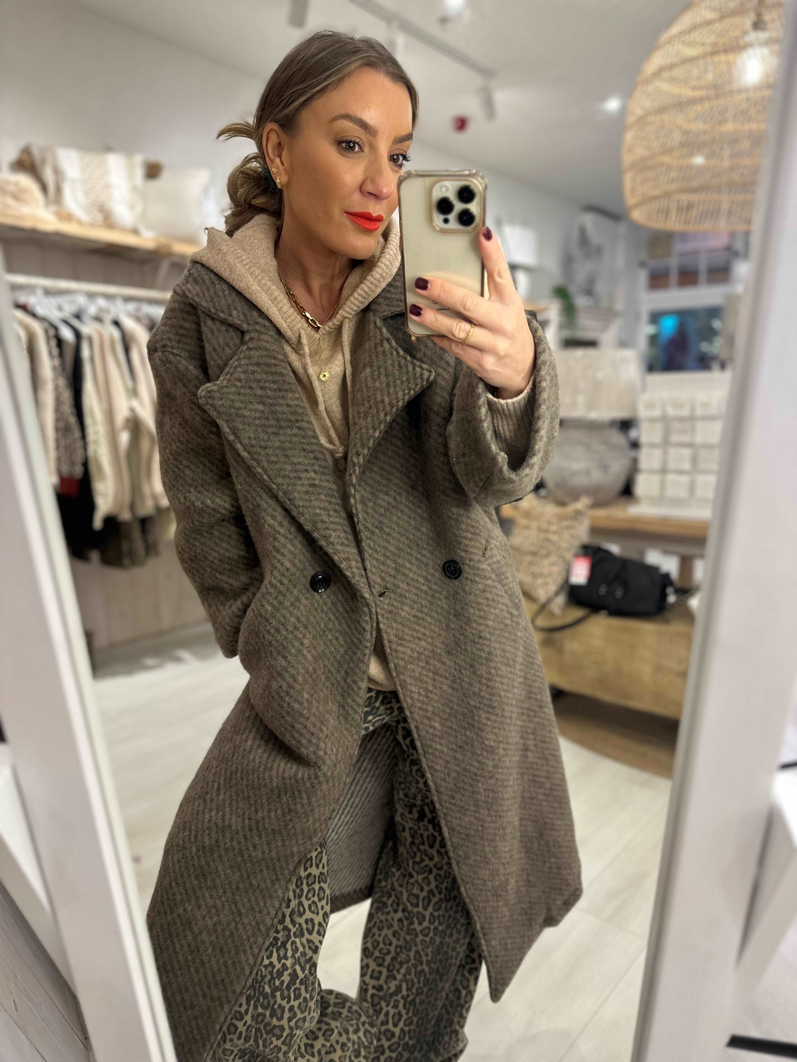 Wool Blend Longline Duster Coat