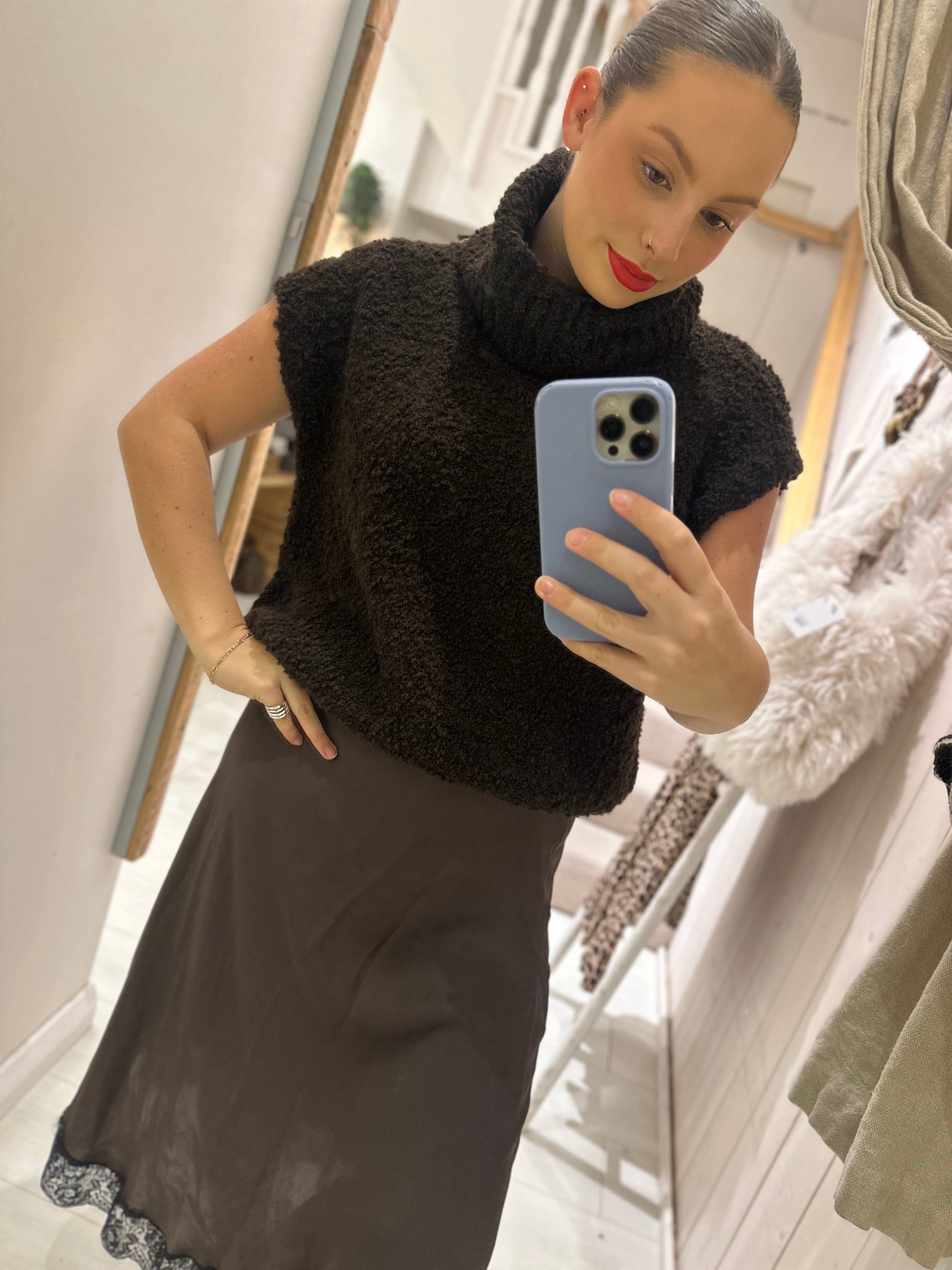 Lacey Satin Midi Skirt