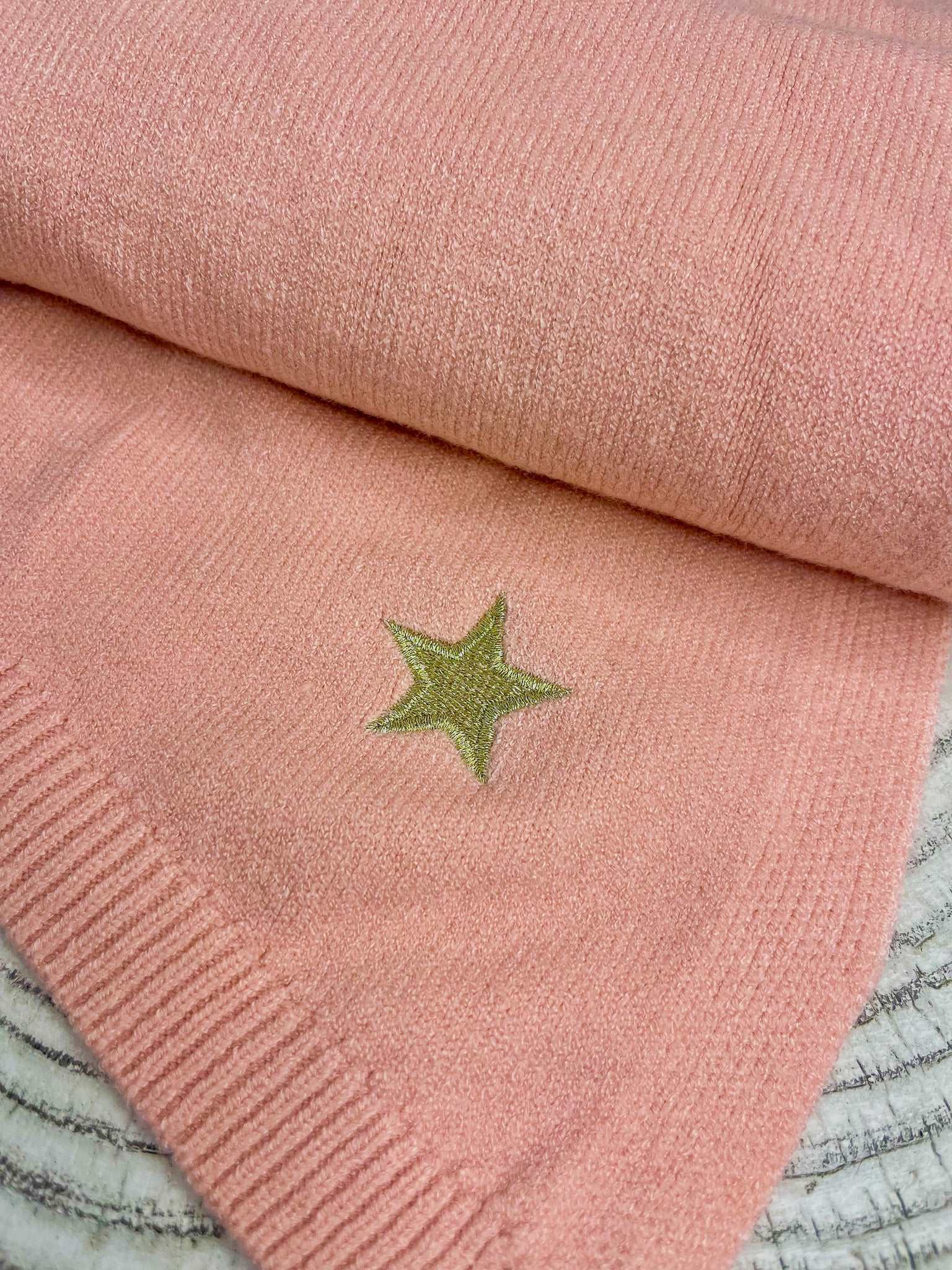 Star Embroidered Knit Scarf