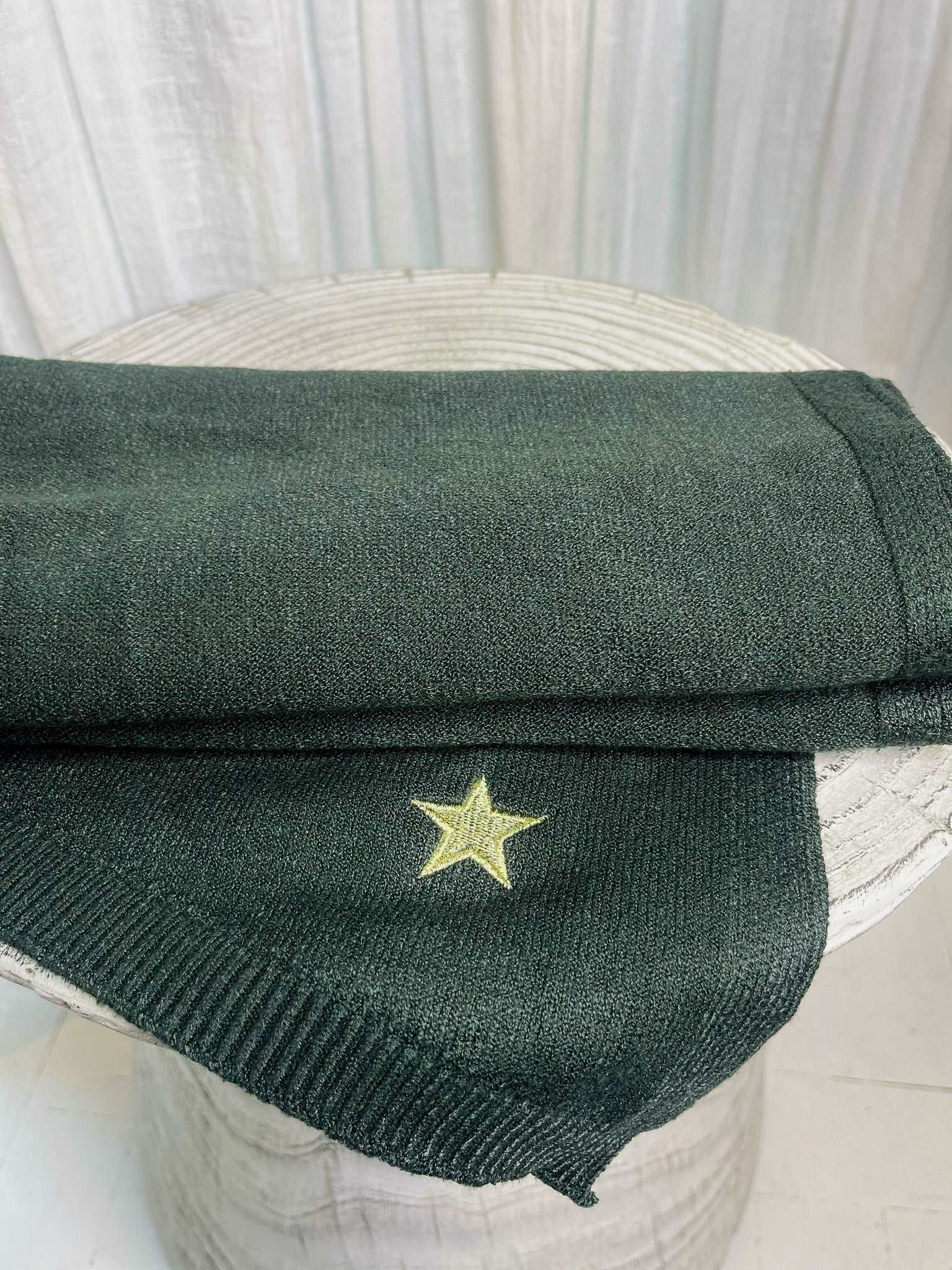 Star Embroidered Knit Scarf