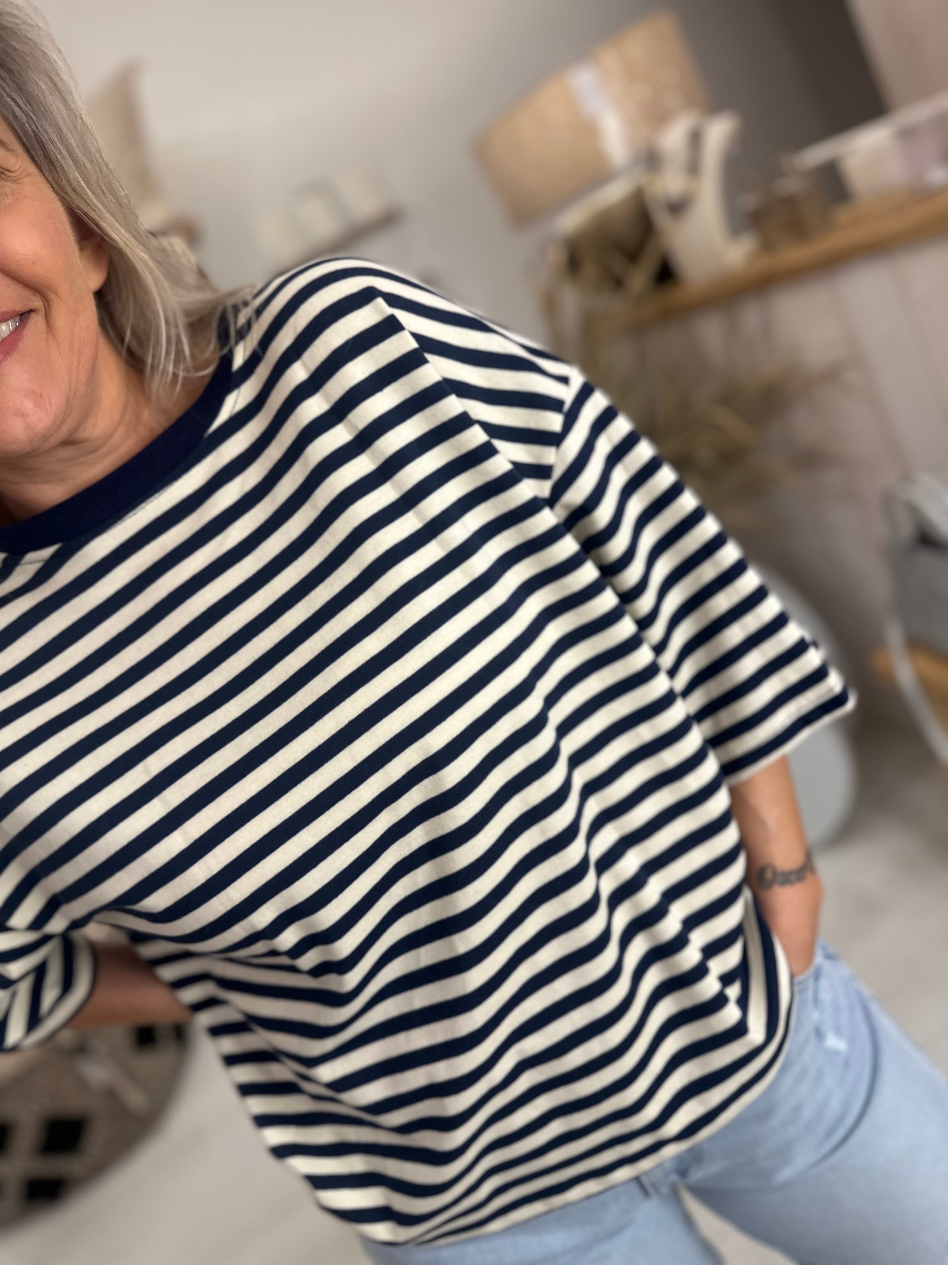 Lottie Striped 3/4 Sleeve Tee