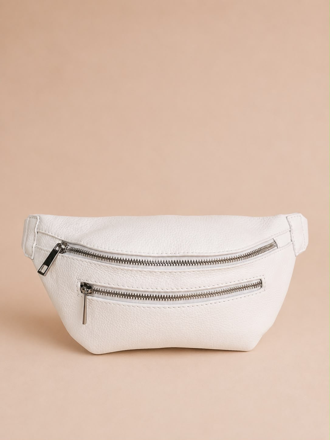 Leather Double Zip Bum Bag - Attachable Purse