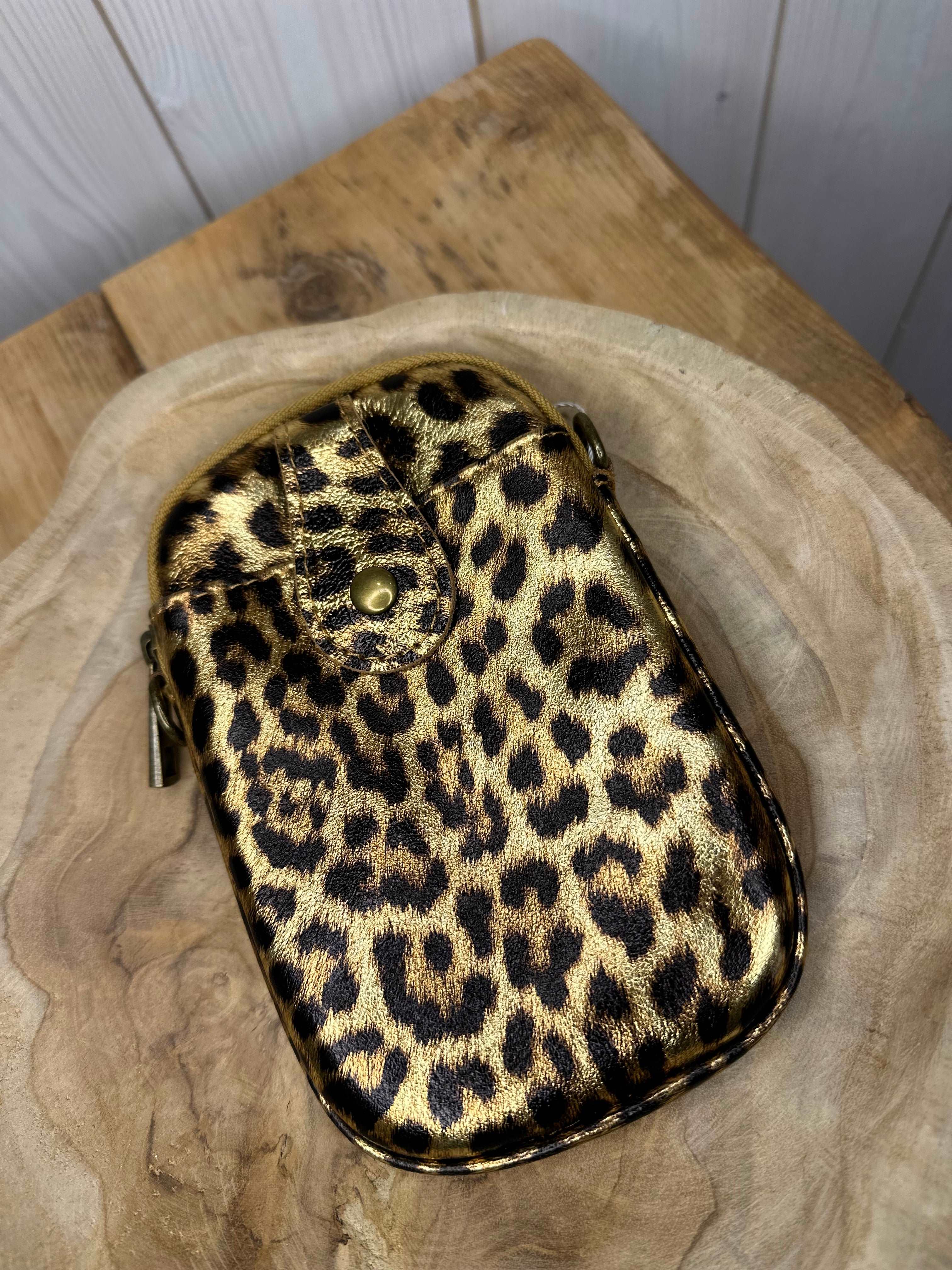 Leopard Leather Phone Bag