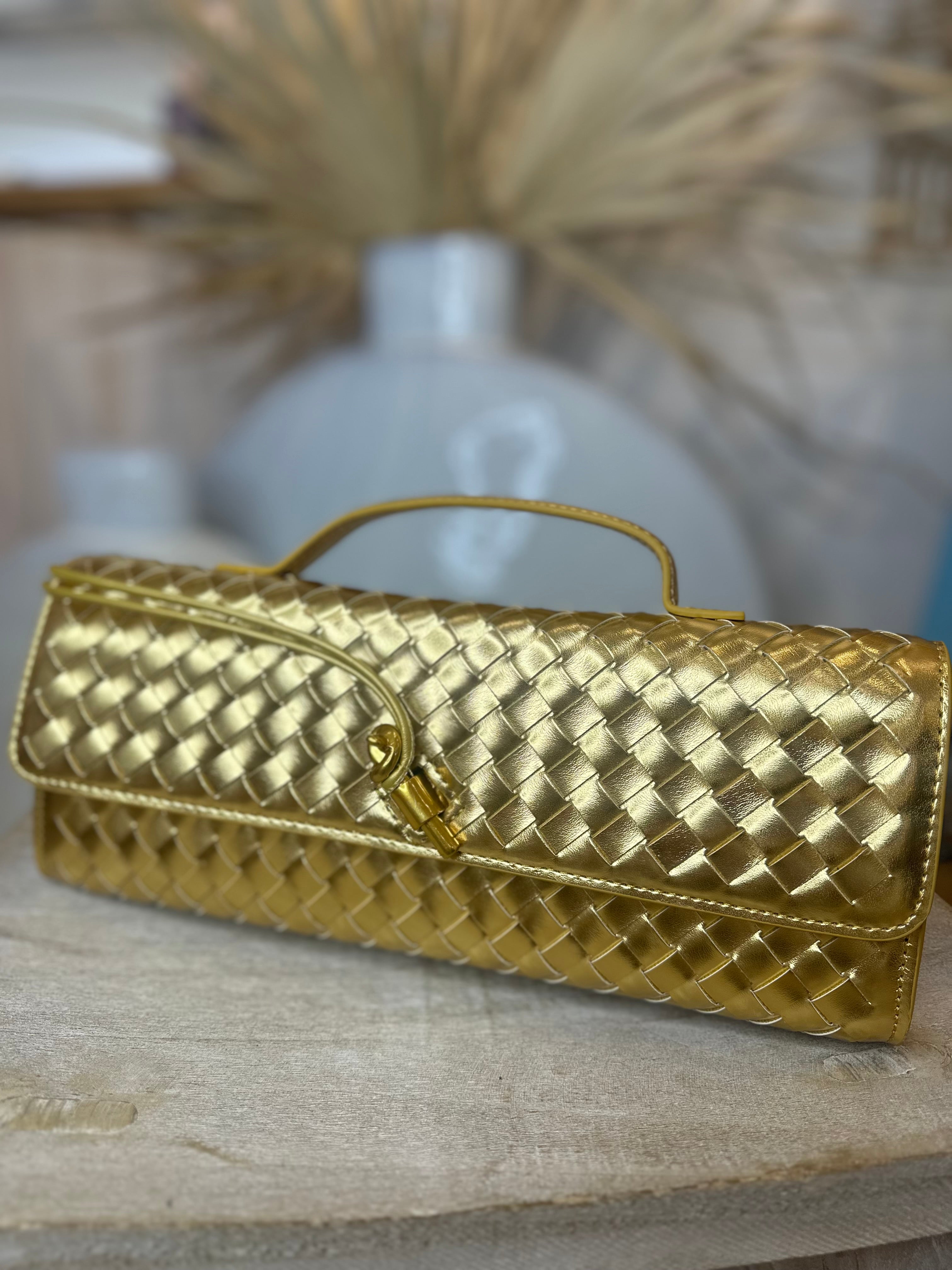 Boti woven envelope knotted clutch
