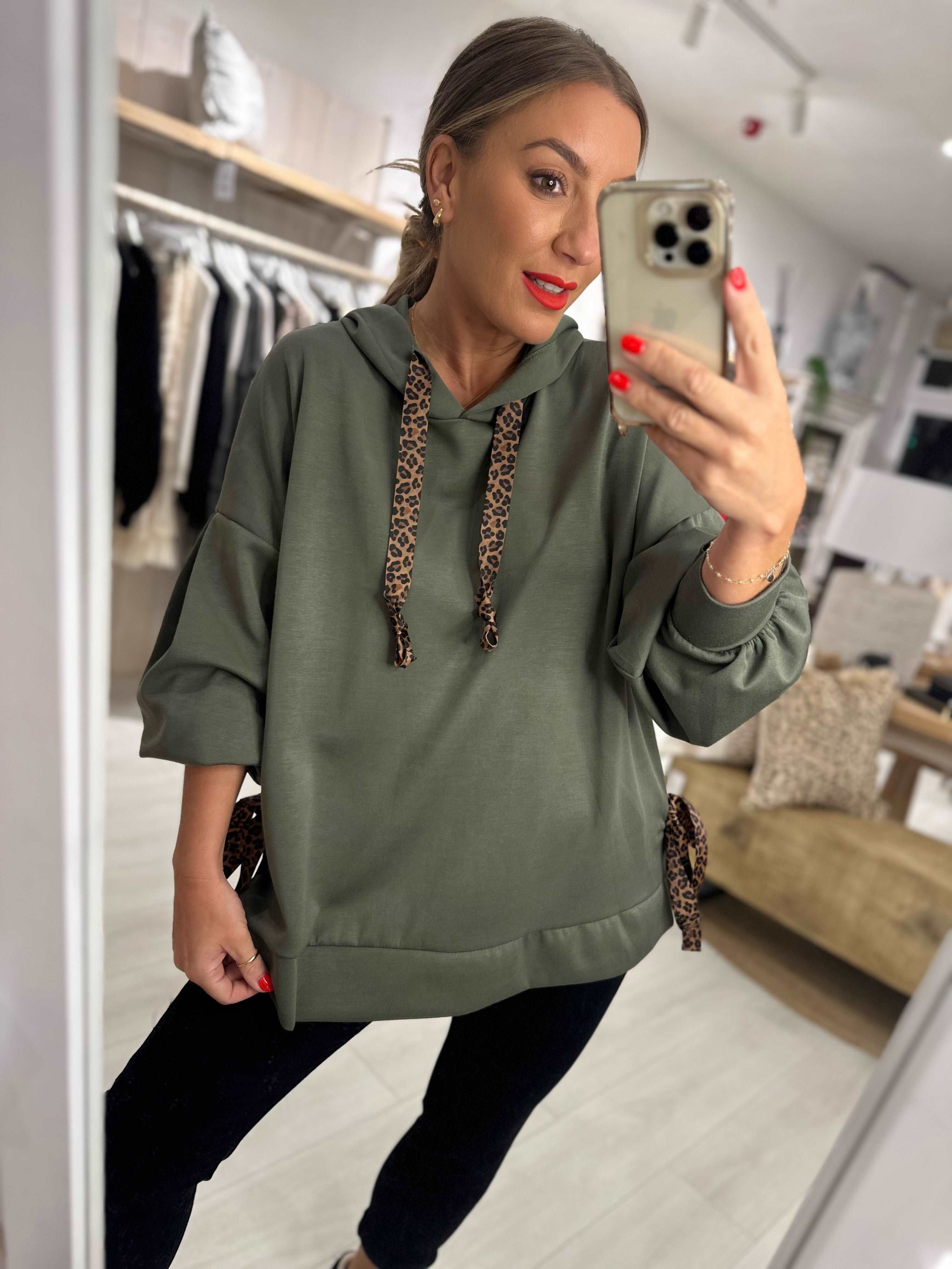 Maisie Leopard Ribbon Hoodie