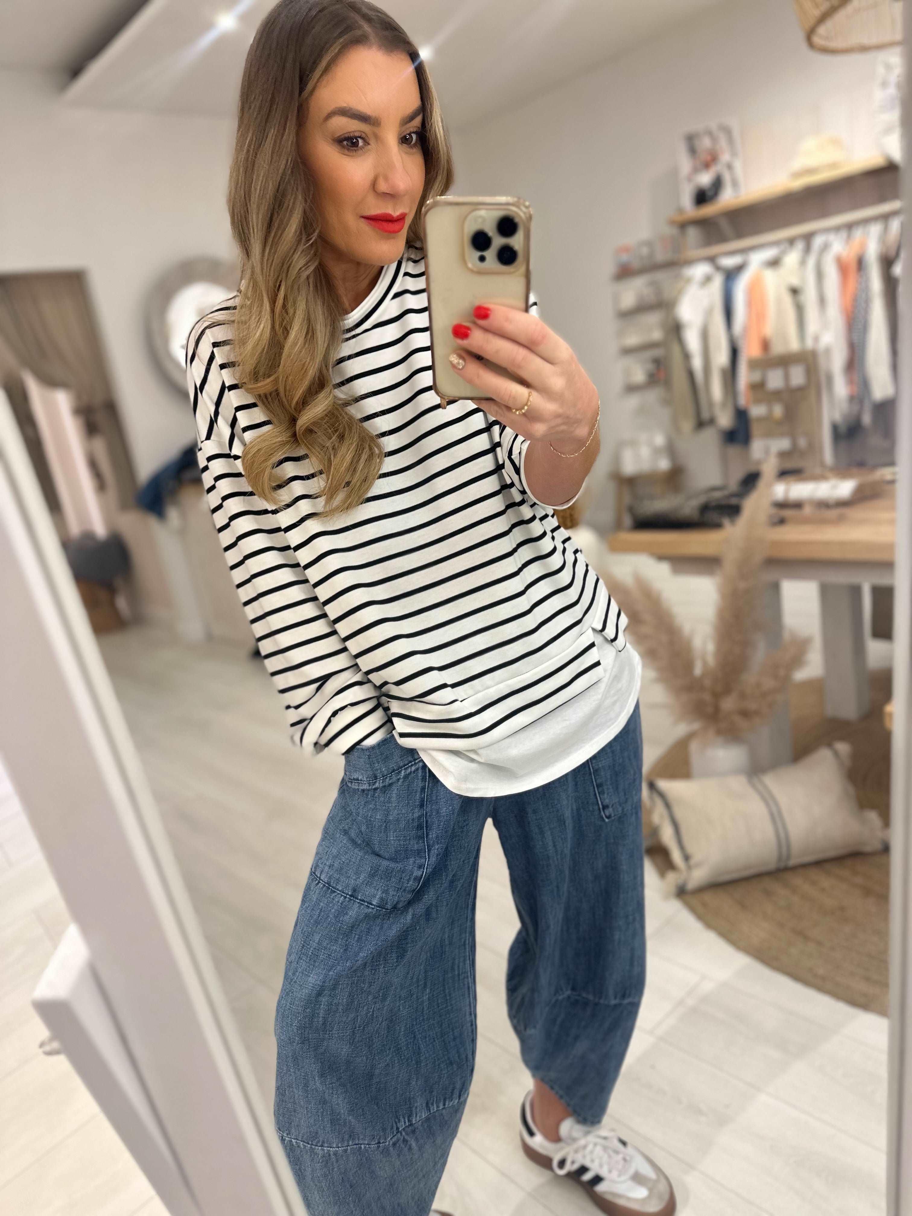 Stripe Layered Thin Sweat