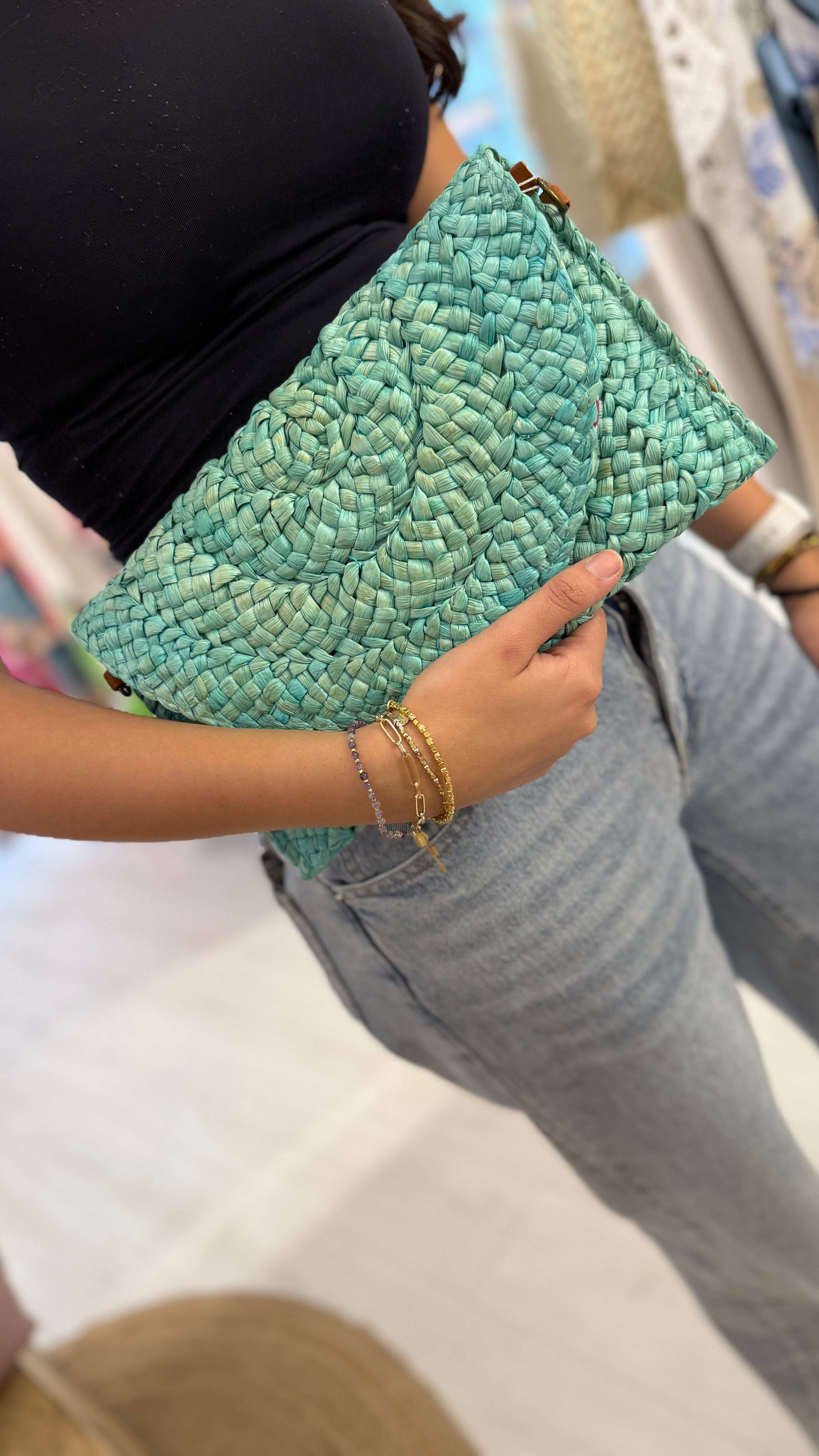 Blossom Straw Clutch