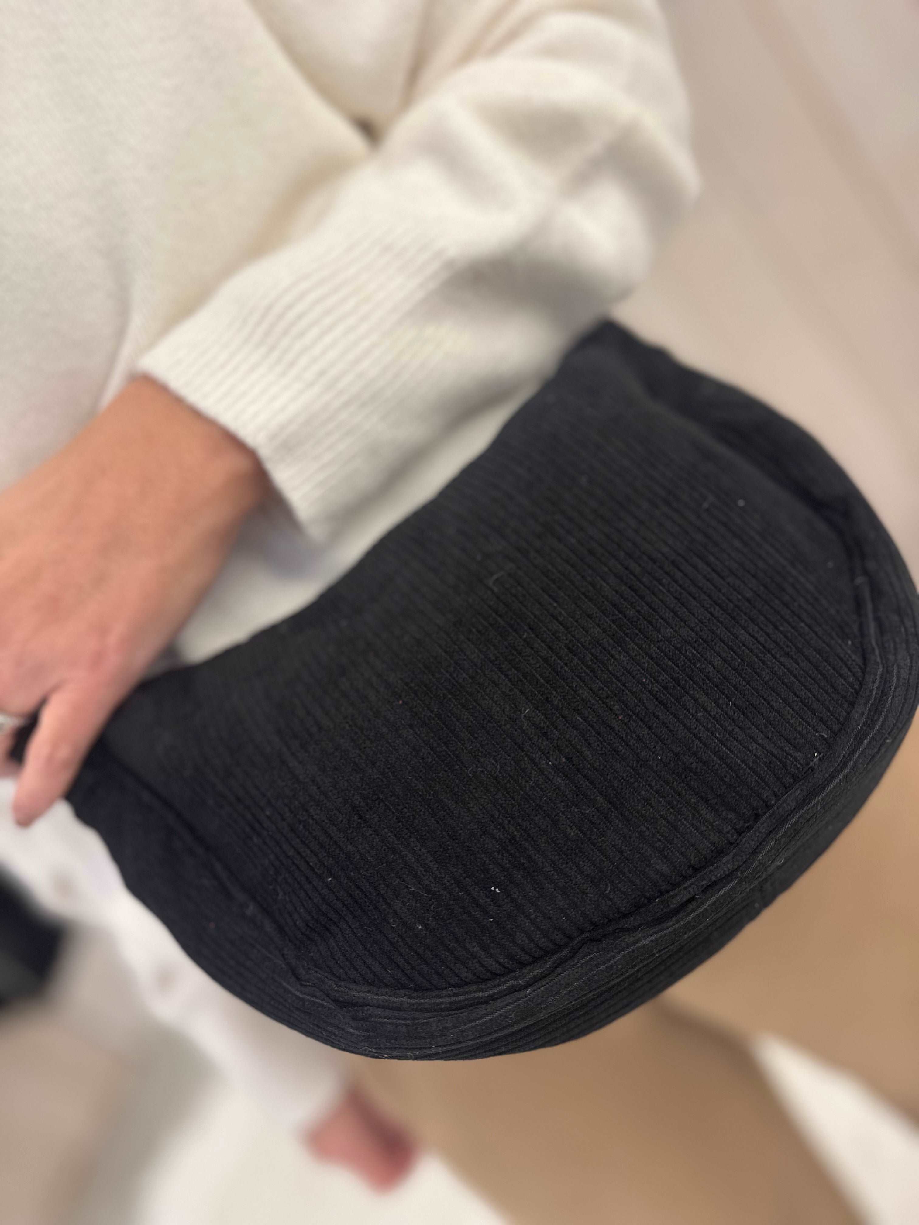 Corduroy Half Moon Crossbody Bag