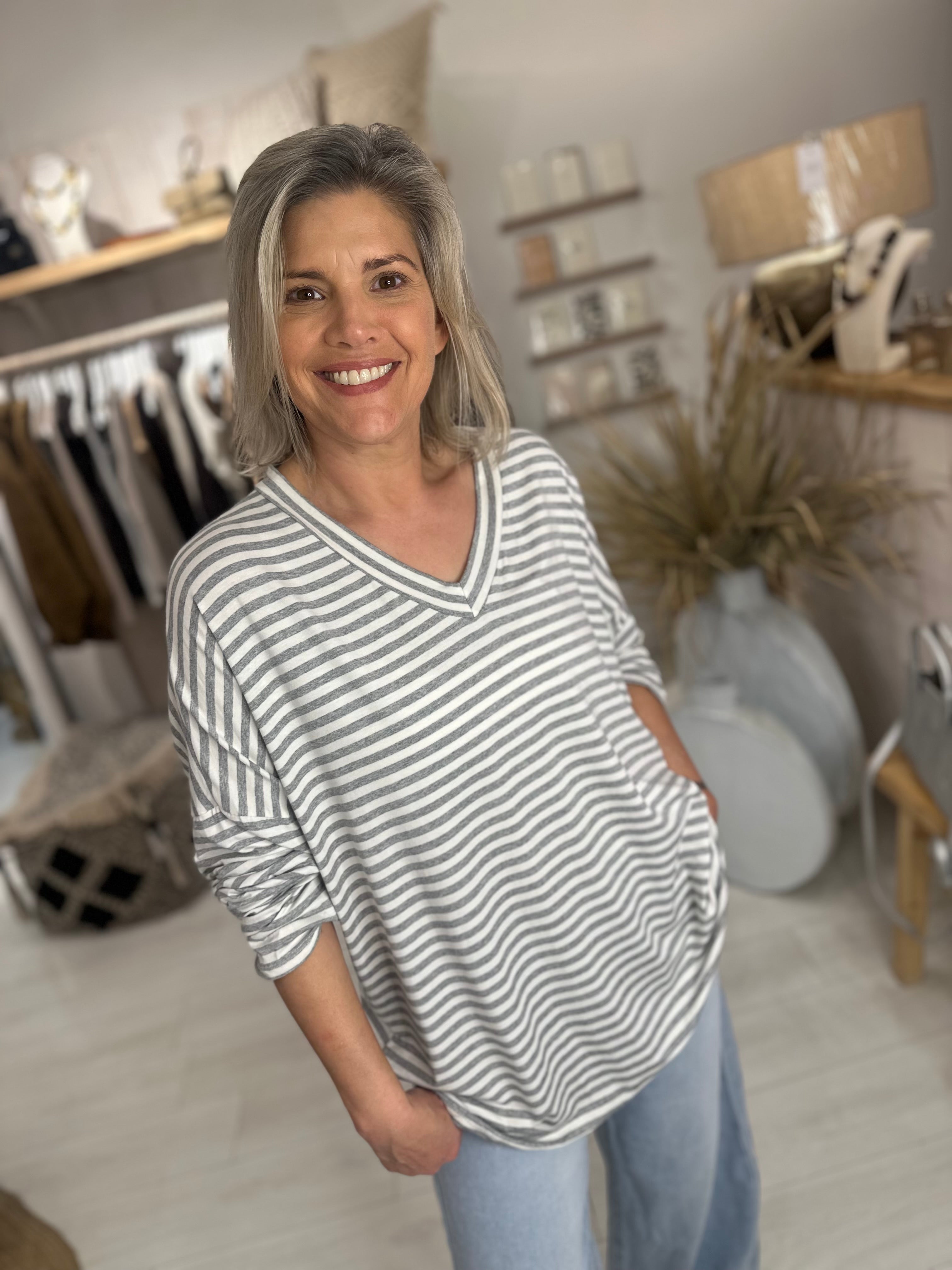 Pasha Striped Oversized Top