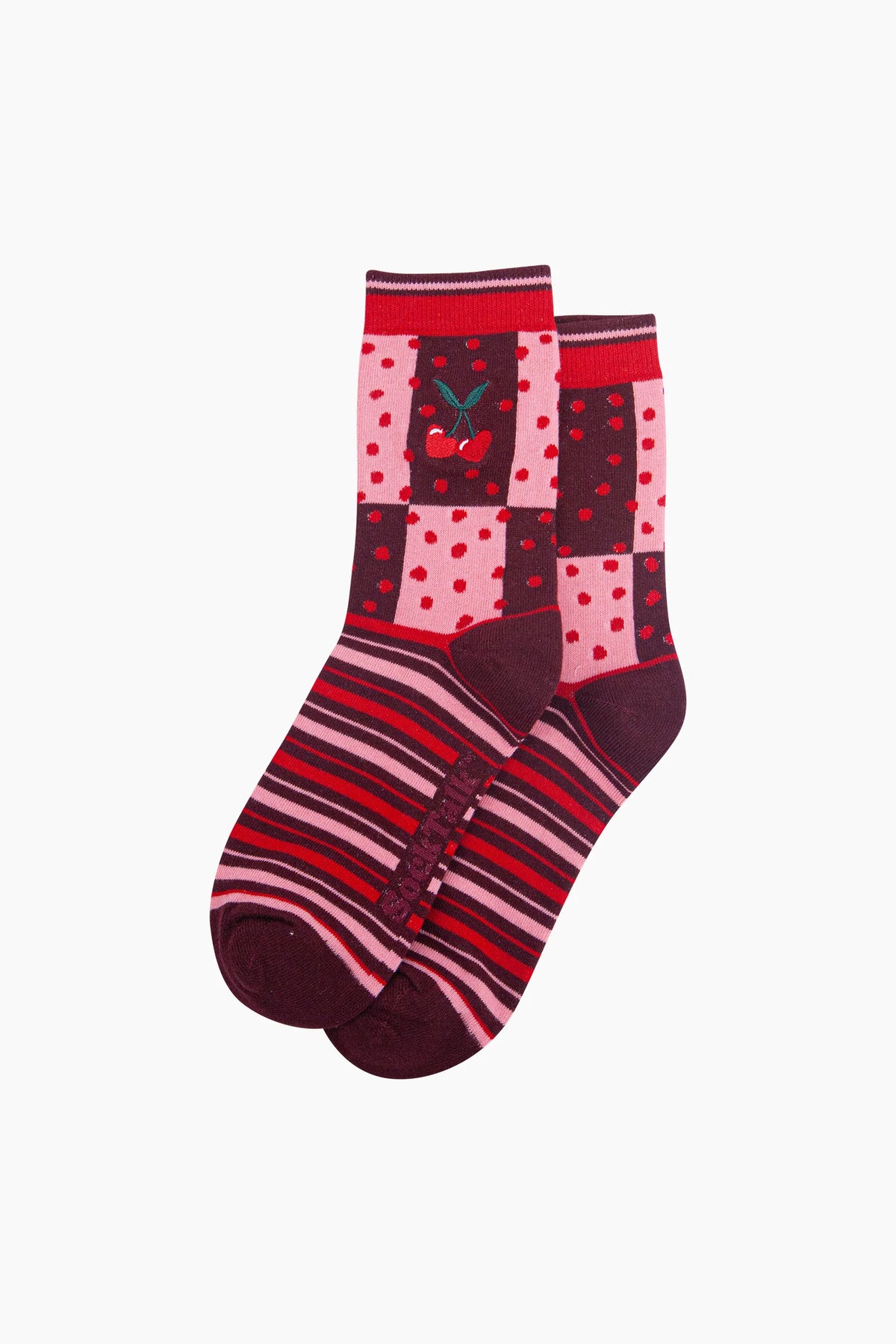 Heart Cherry Combed Embroidered Socks