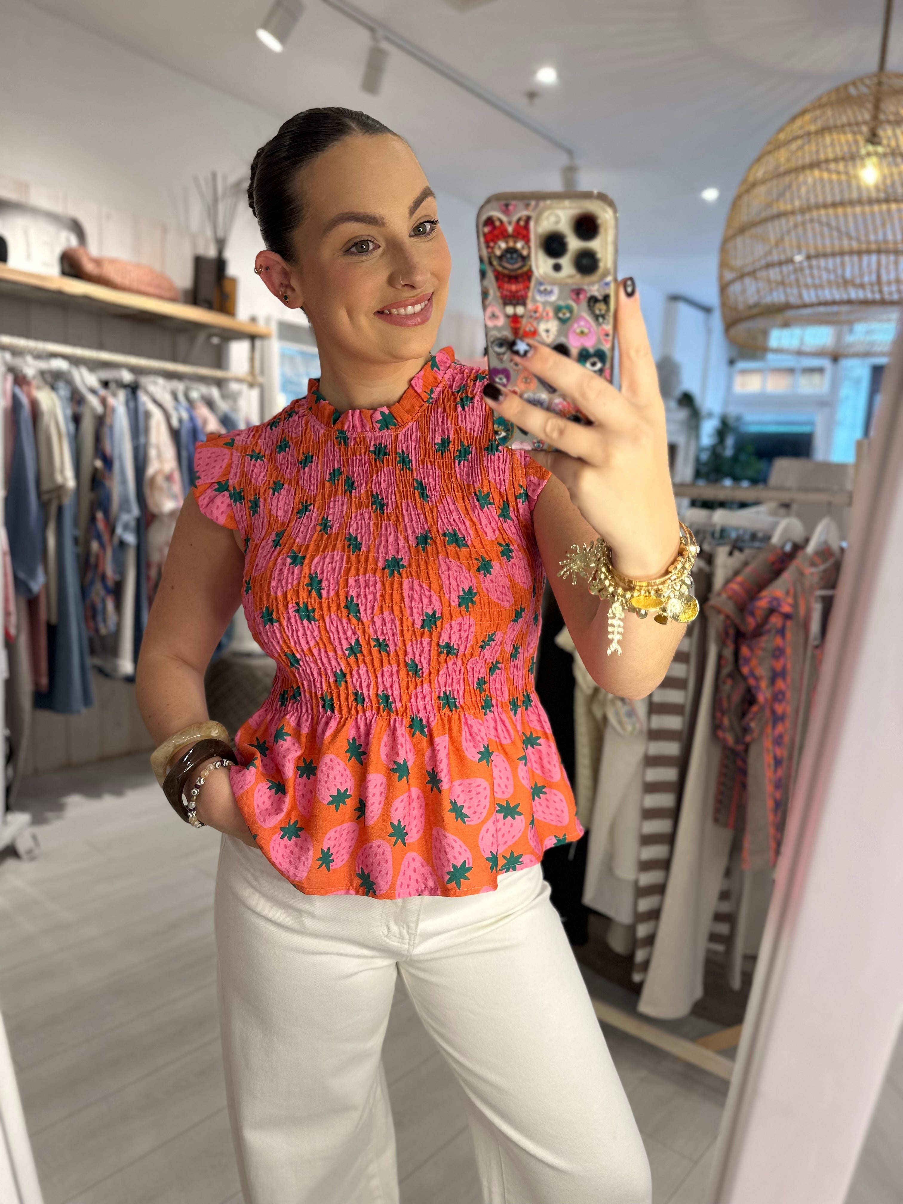 Yasmine Strawberry Elastic top