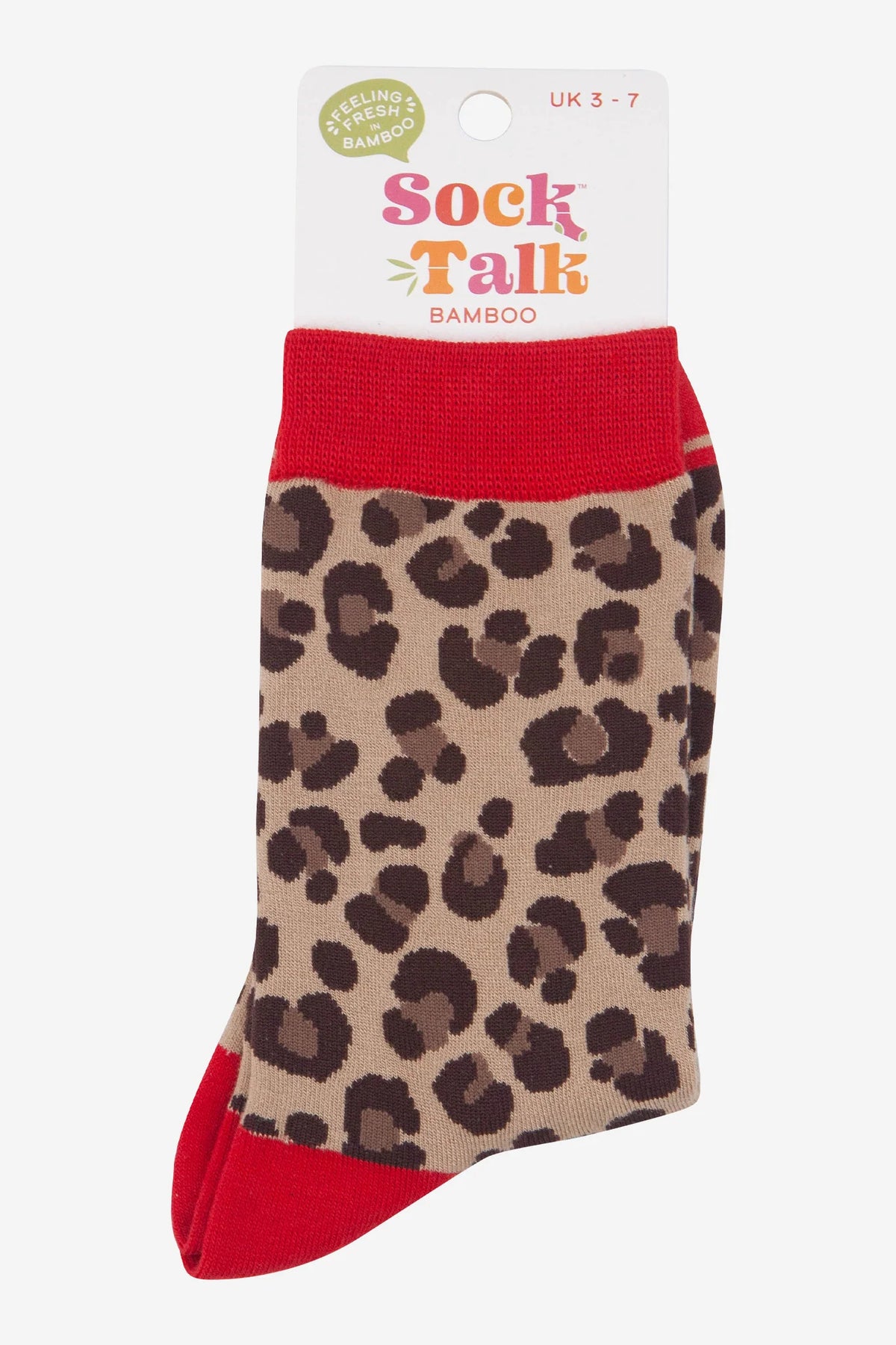 Leopard Bamboo Socks - Beige/Red