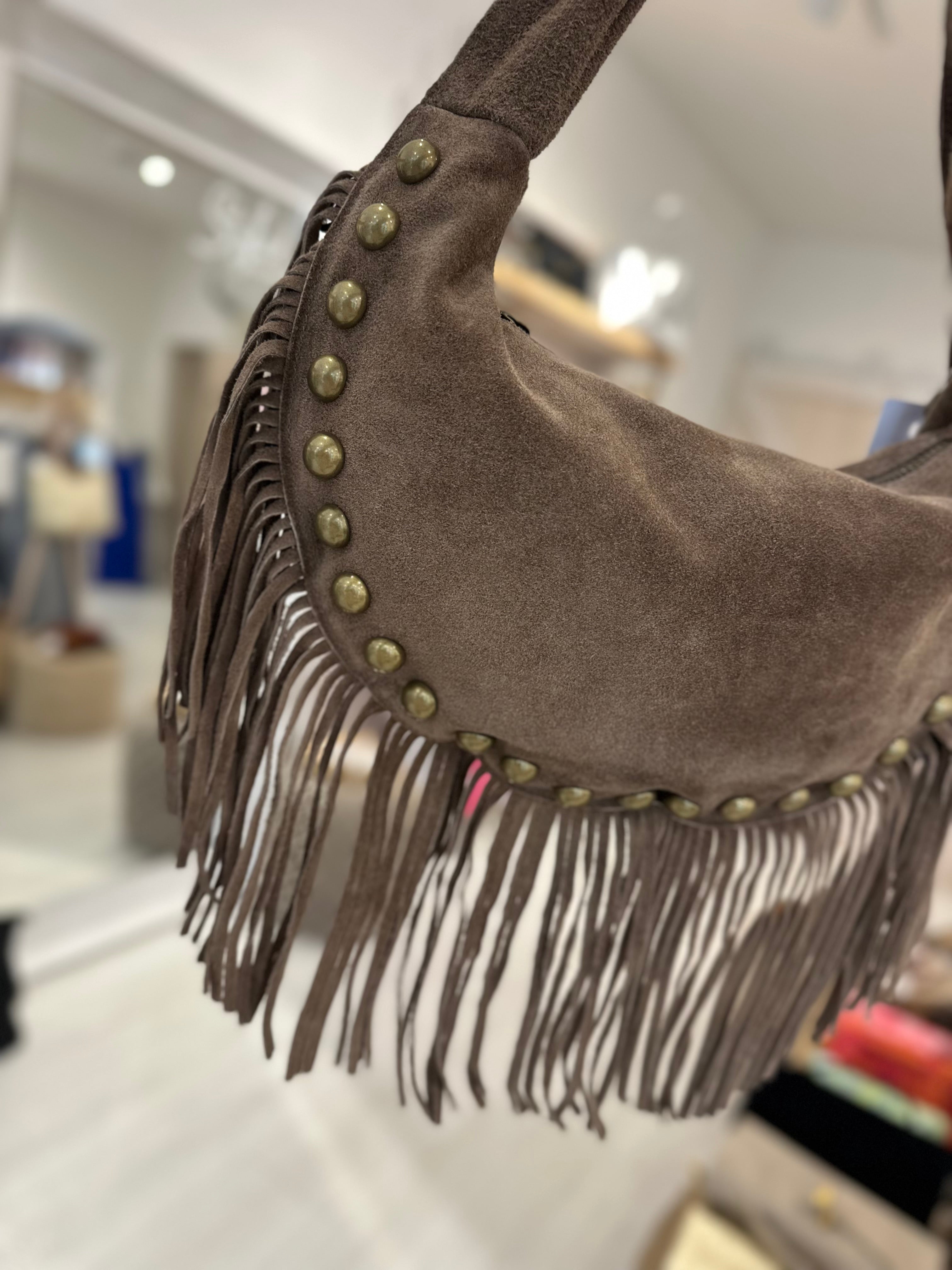 Monica Studded  Half Moon Bag