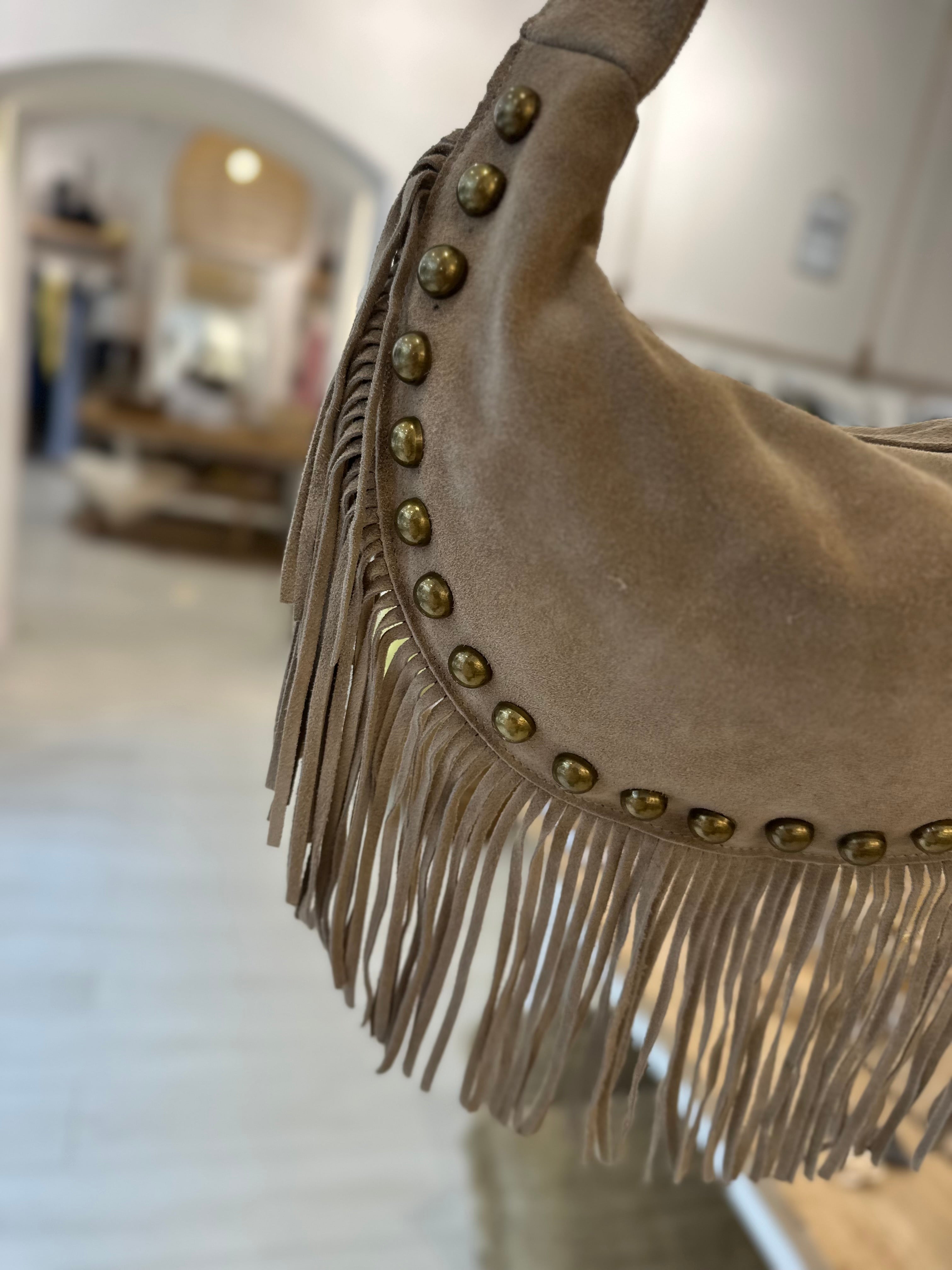 Monica Studded  Half Moon Bag