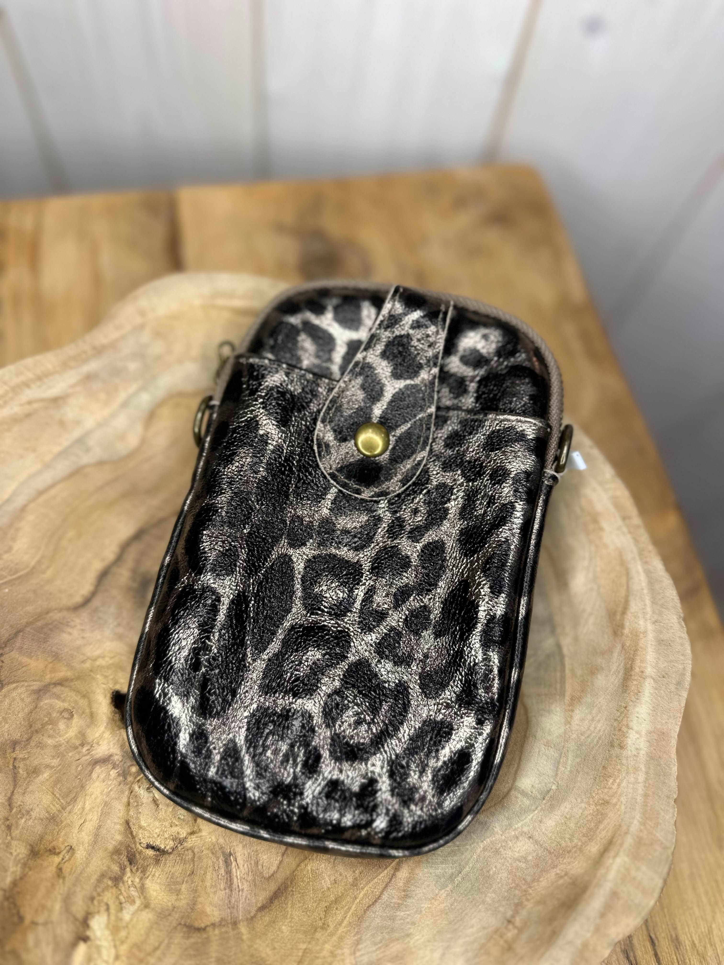 Leopard Leather Phone Bag