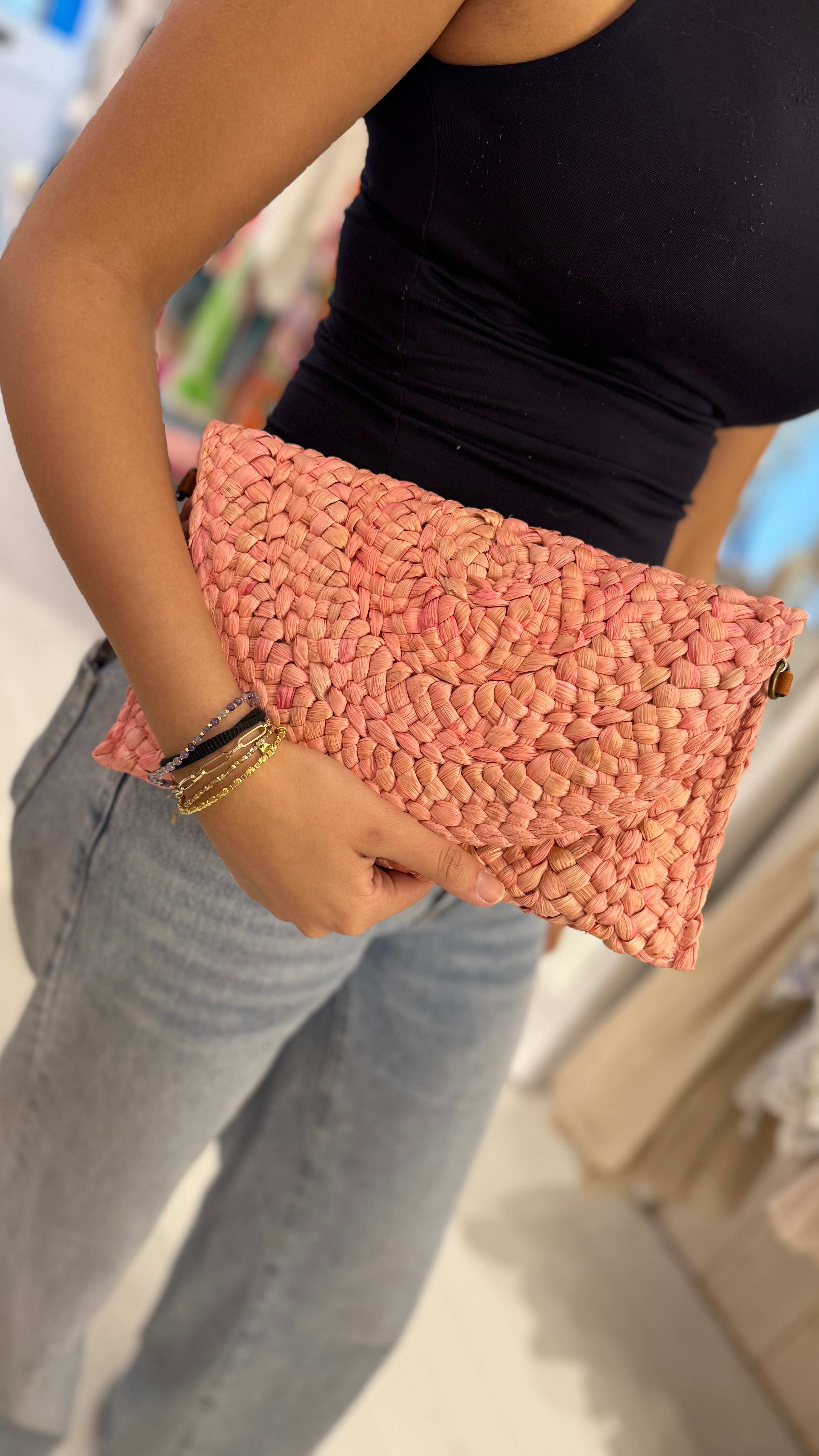 Blossom Straw Clutch