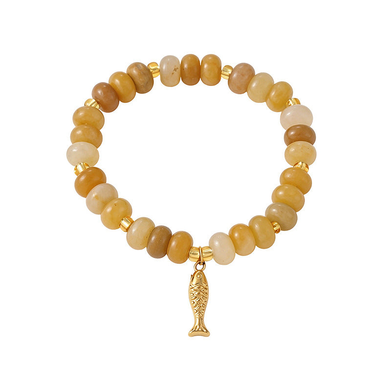 Natural Stone Fish Pendant Bracelet