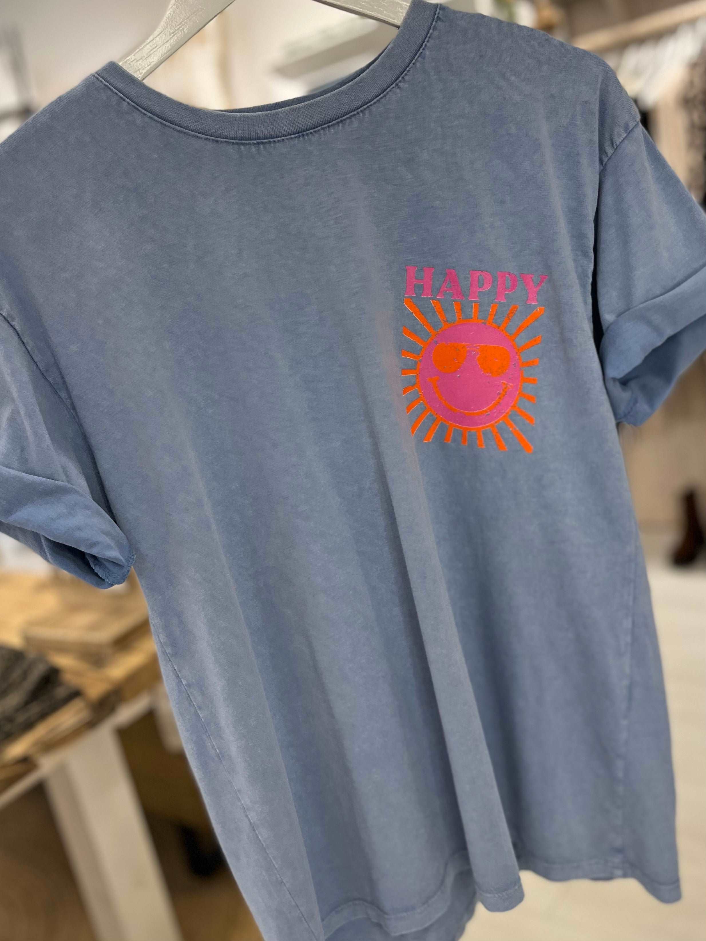Acid Wash Happy T-Shirt