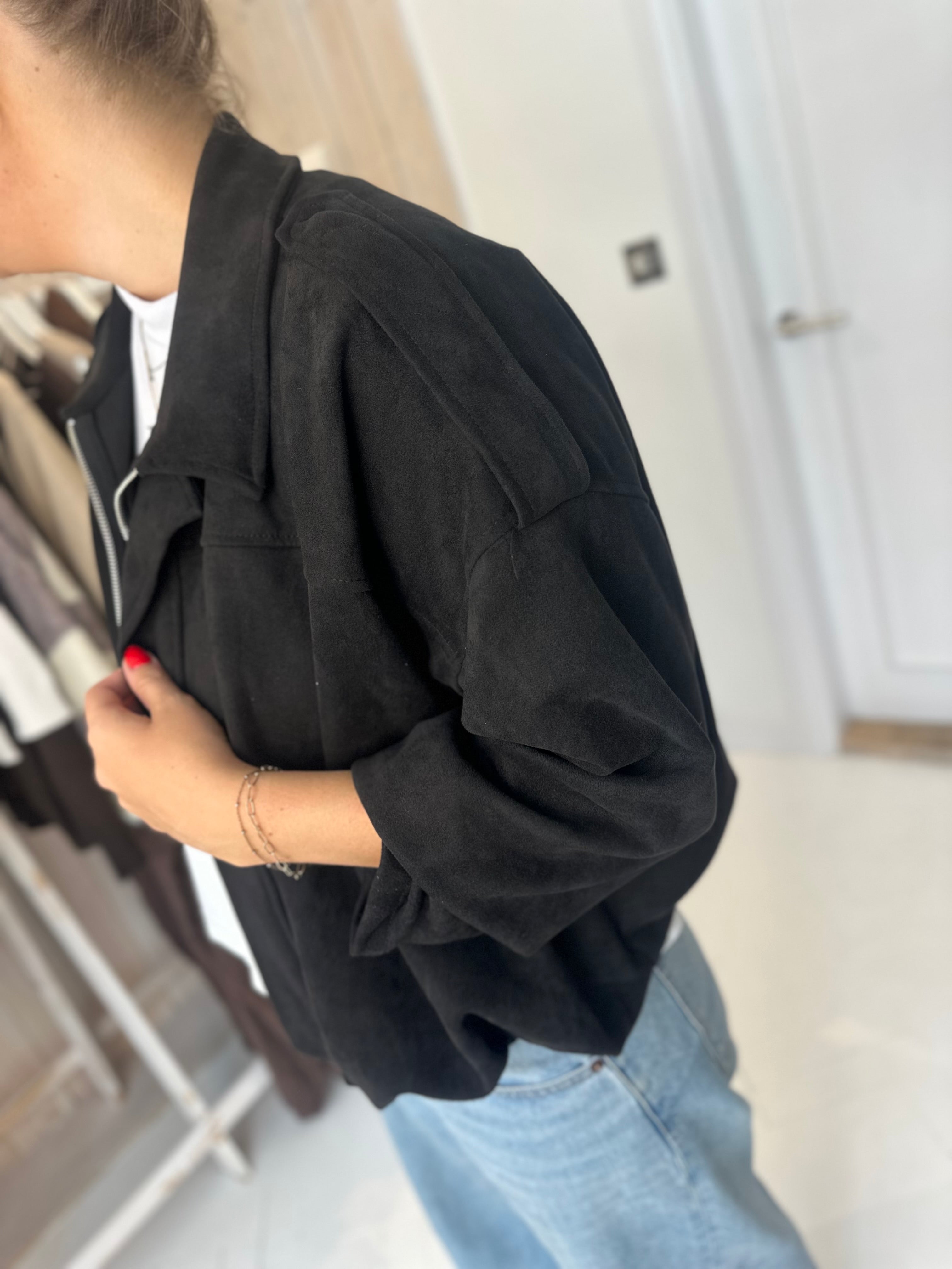 Onyx Faux Suede Jacket
