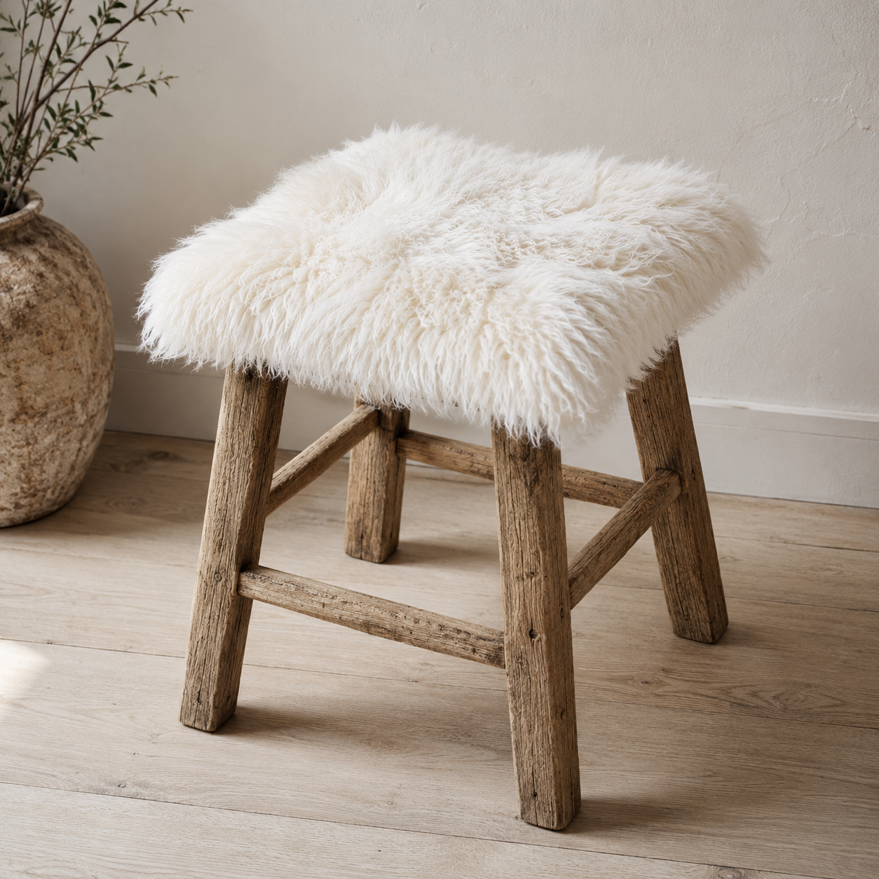 Ivory Lambswool Seat Pad