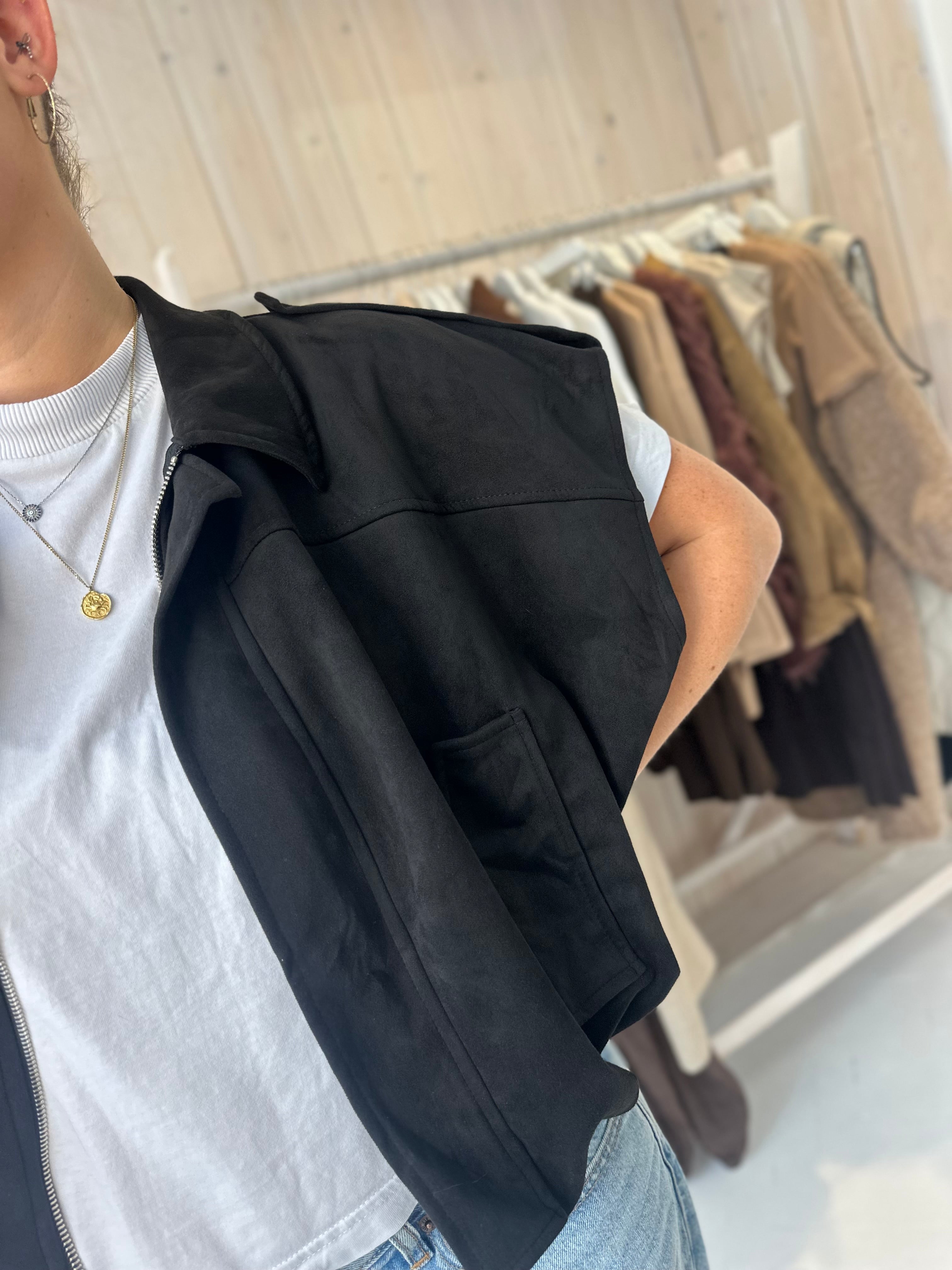 Onyx Faux Suede Gilet