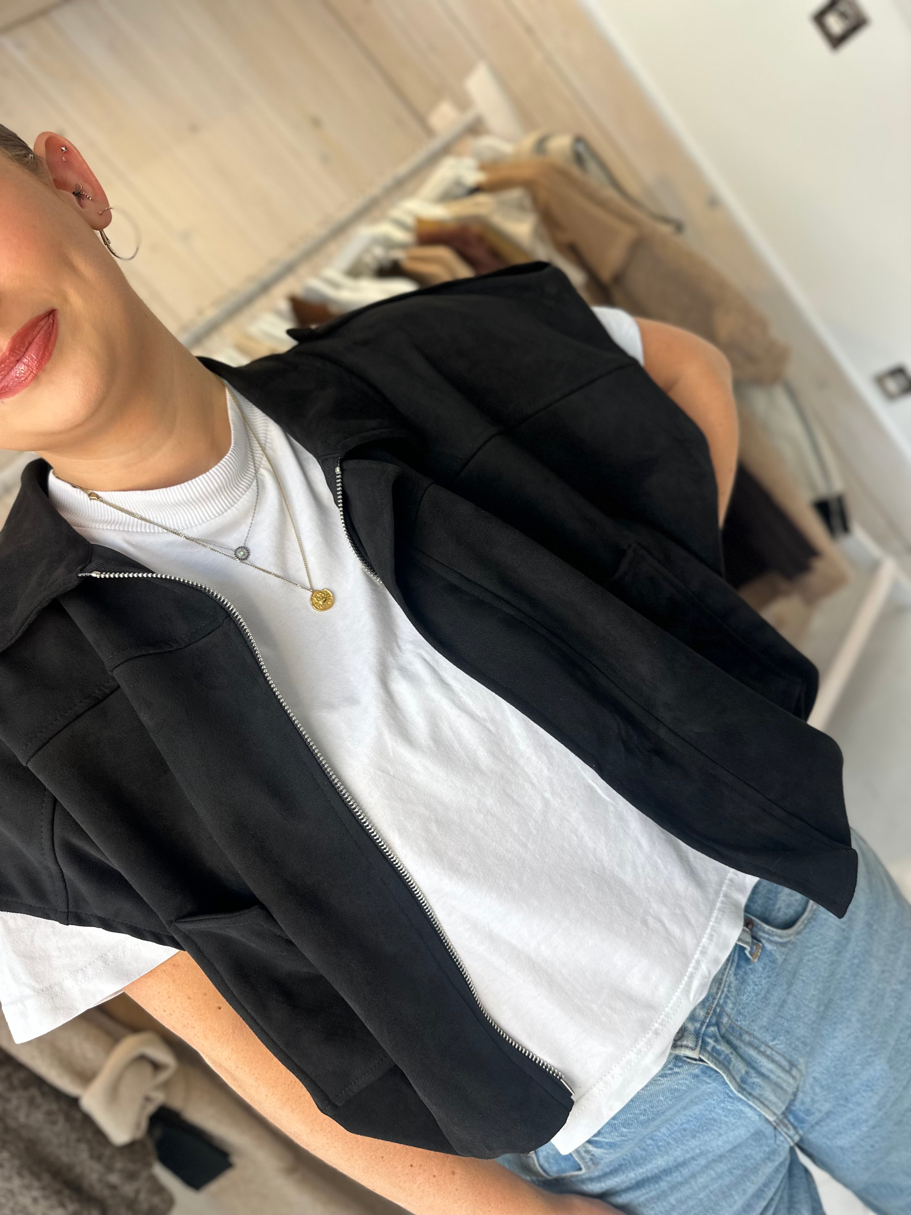 Onyx Faux Suede Gilet