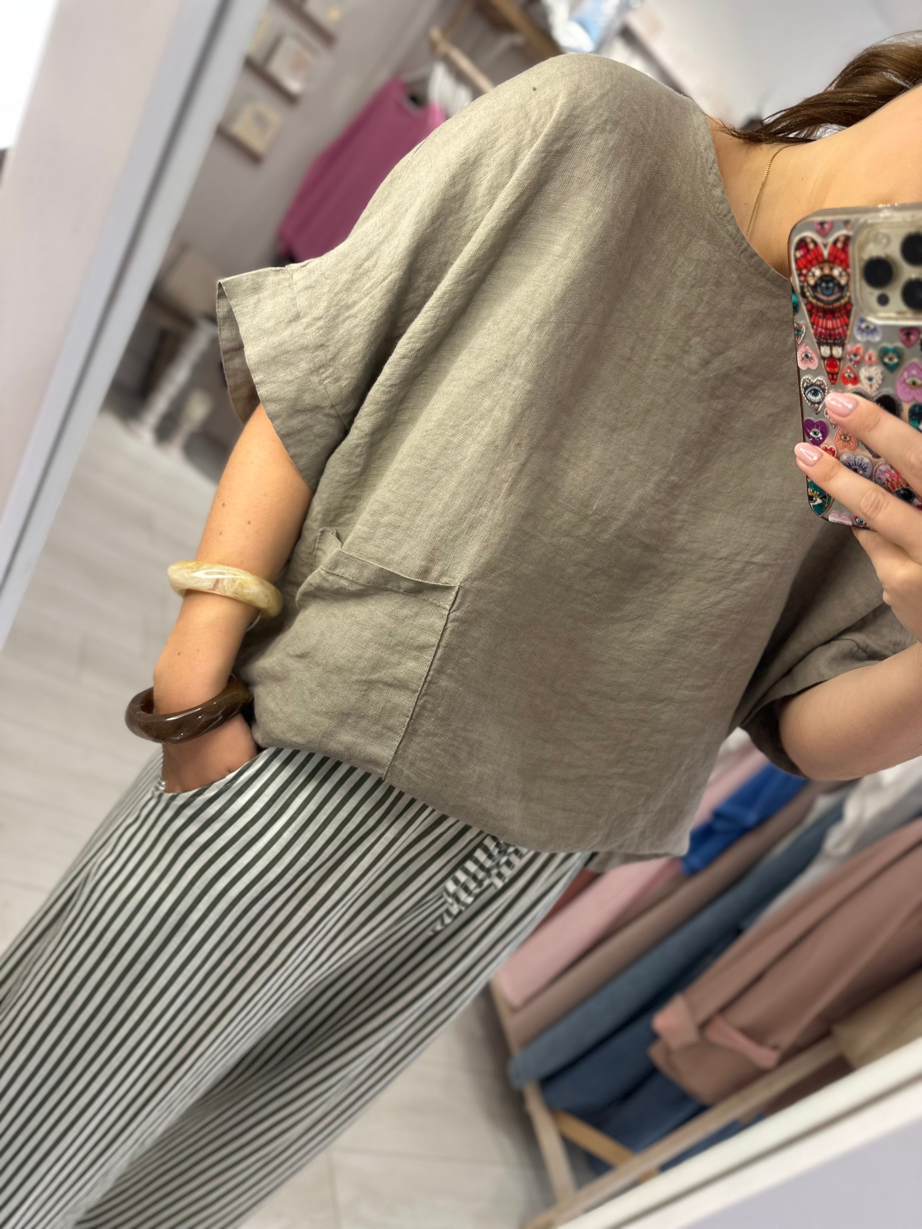Olive Round Neck Top