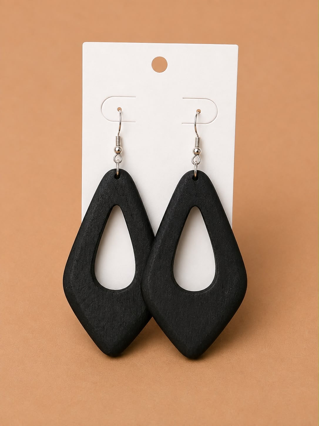 Oversized Wooden Pendant Earring